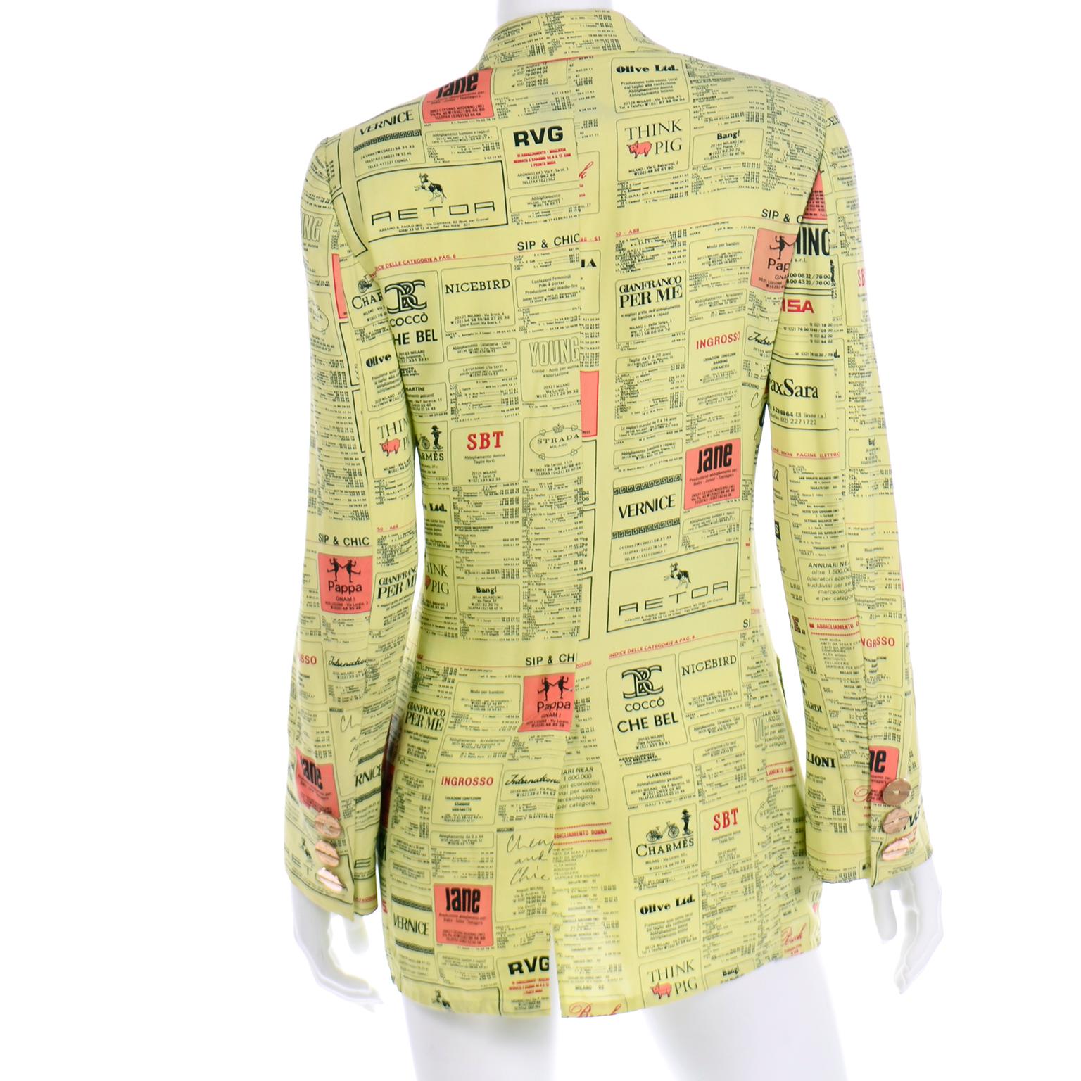 De las mujeres Franco Moschino Páginas Amarillas Moda Marca Spoof Chaqueta Blazer Bergdorf Goodman