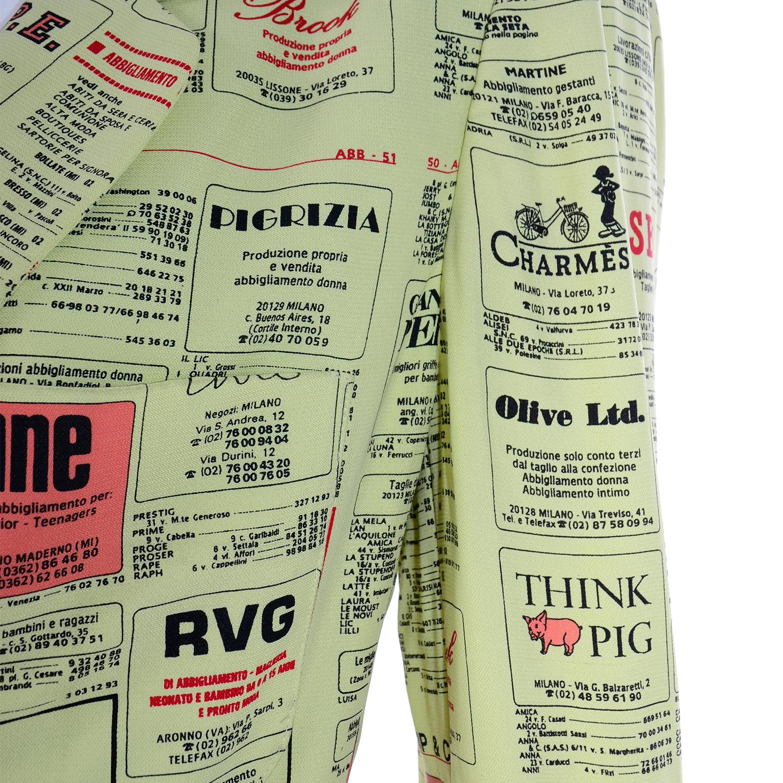 Franco Moschino Páginas Amarillas Moda Marca Spoof Chaqueta Blazer Bergdorf Goodman 3