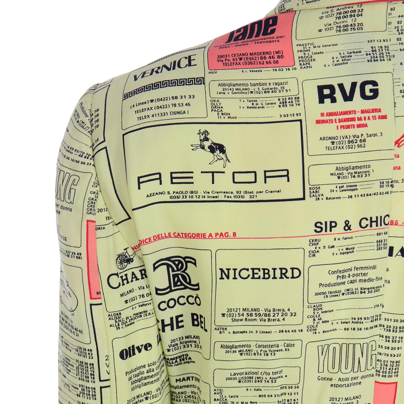 Franco Moschino Páginas Amarillas Moda Marca Spoof Chaqueta Blazer Bergdorf Goodman 5