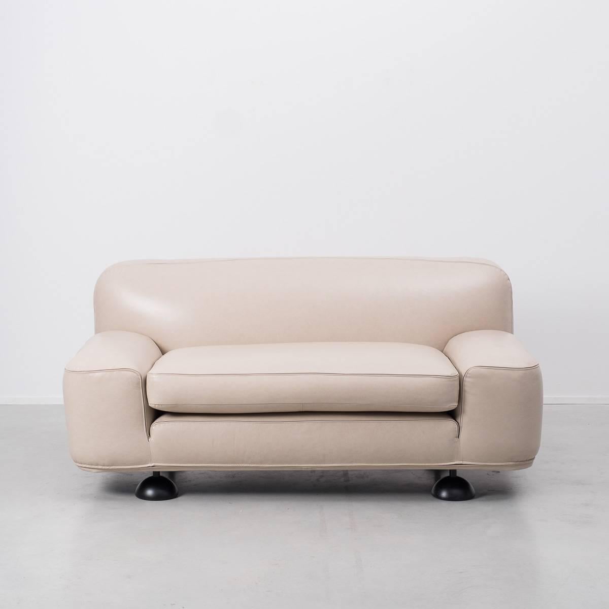Mid-Century Modern Franco Poli Altopiano Two-Seat Leather Sofa