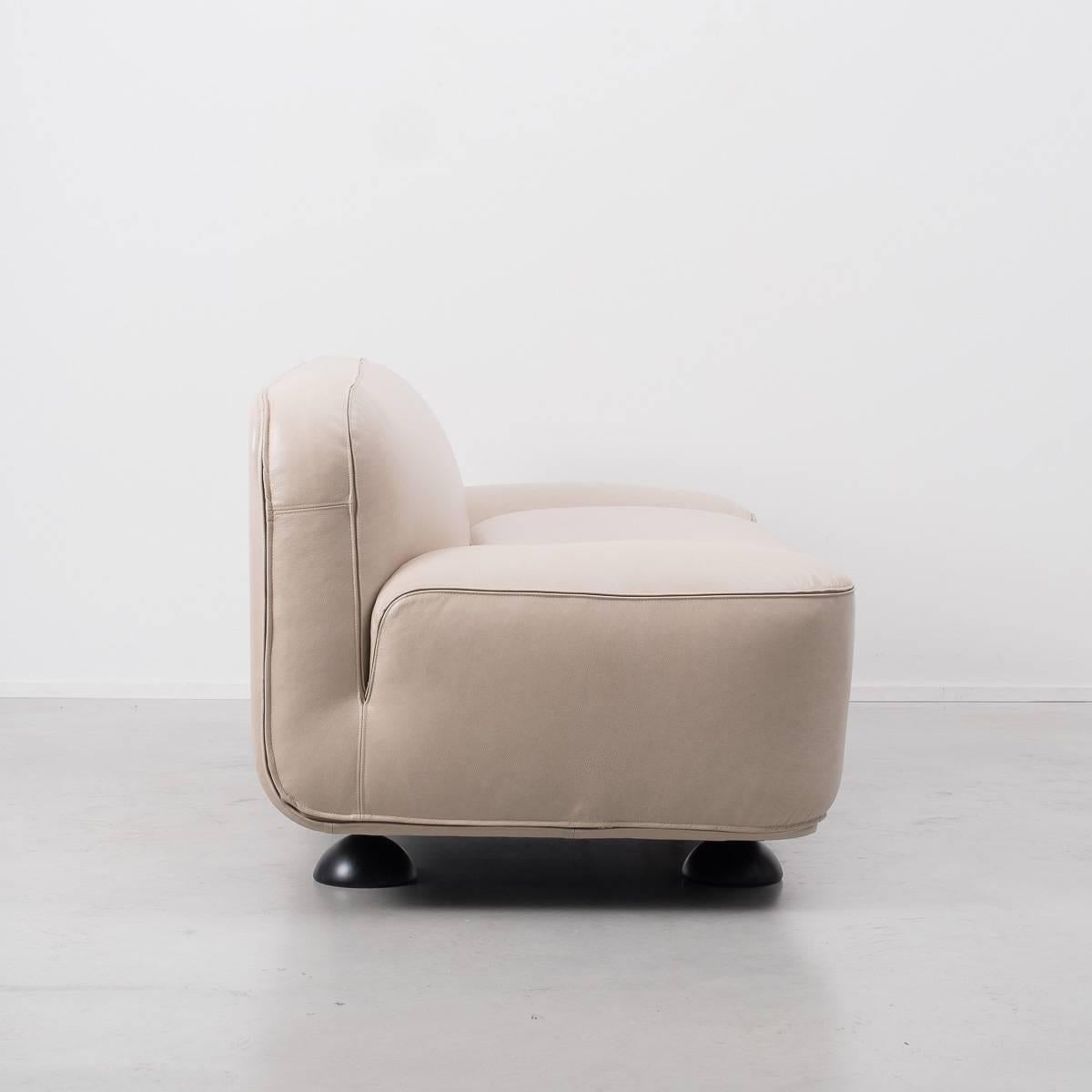 Italian Franco Poli Altopiano Two-Seat Leather Sofa