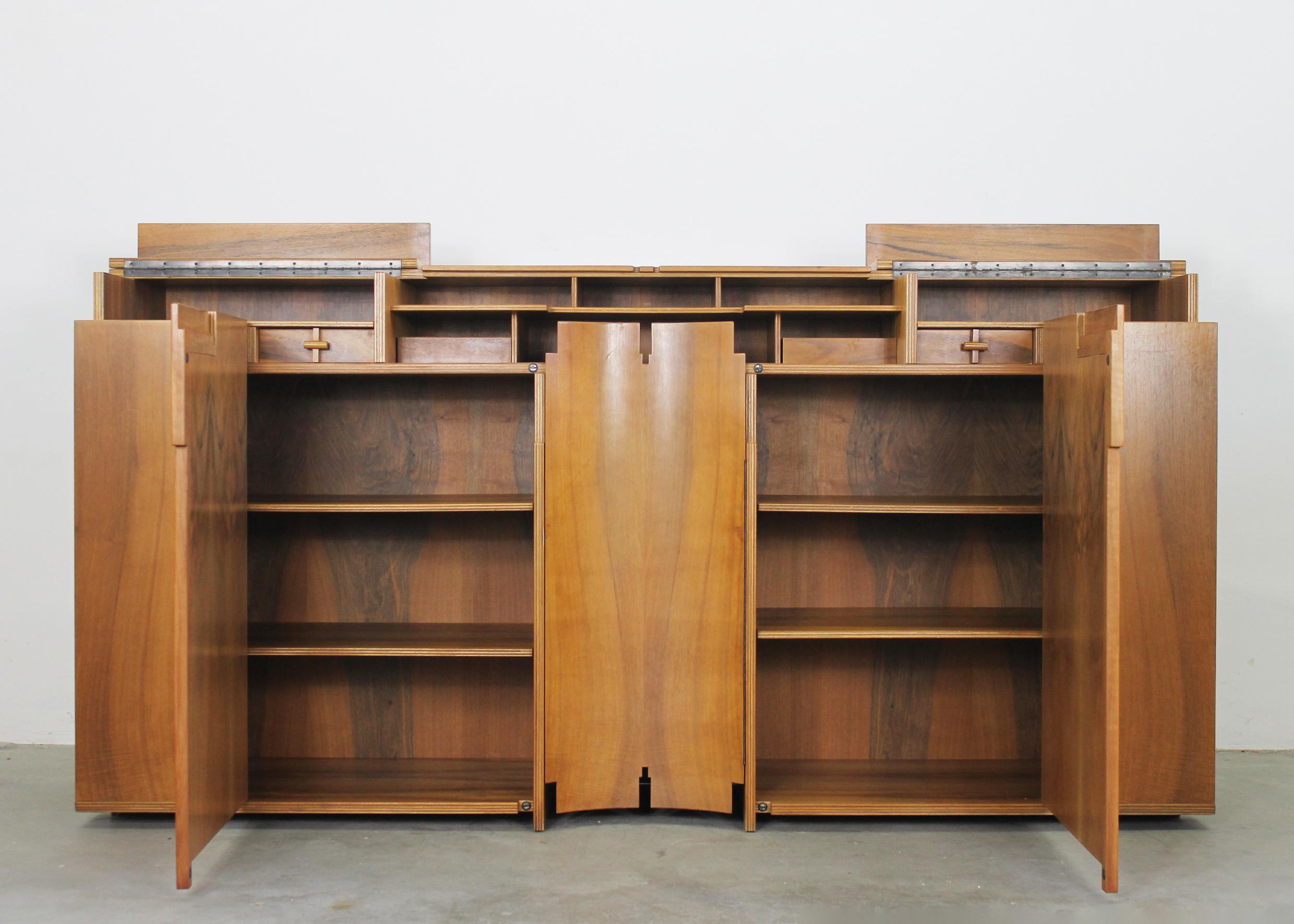 Franco Poli Sideboard from Scaligera Series in Walnut by Bernini 1980s For Sale 3