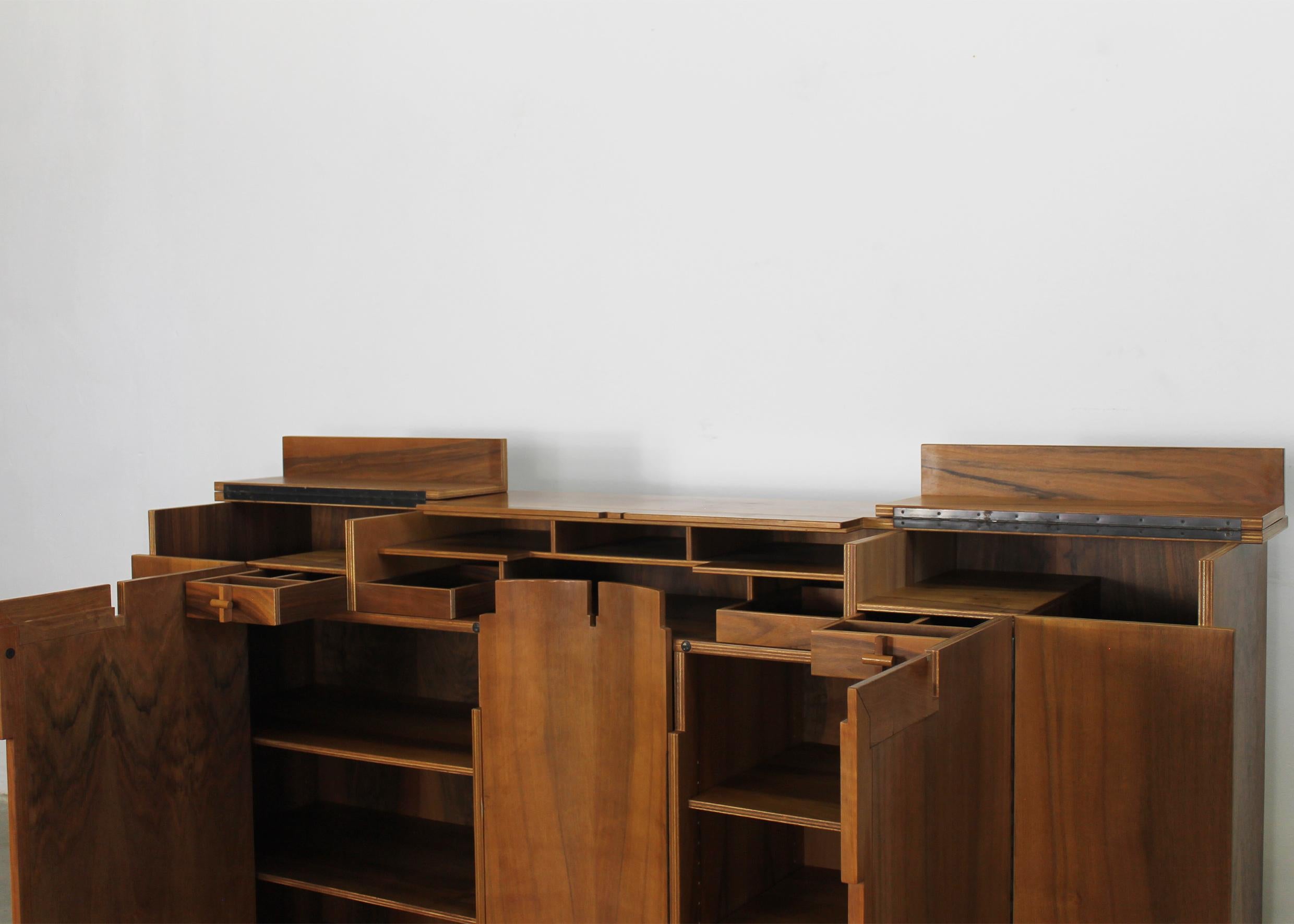 Late 20th Century Franco Poli Sideboard from Scaligera Series in Walnut by Bernini 1980s For Sale