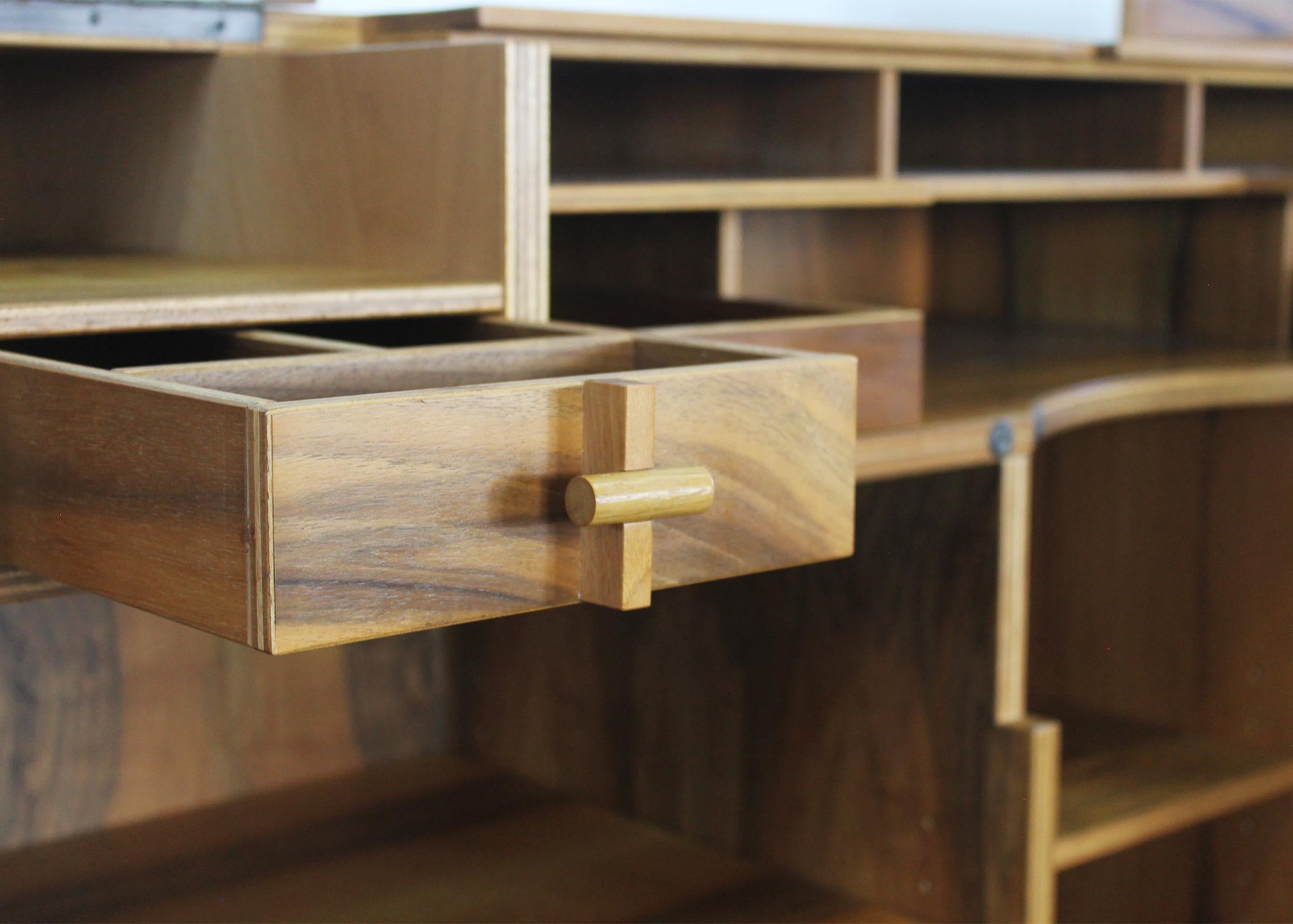 Franco Poli Sideboard from Scaligera Series in Walnut by Bernini 1980s For Sale 1