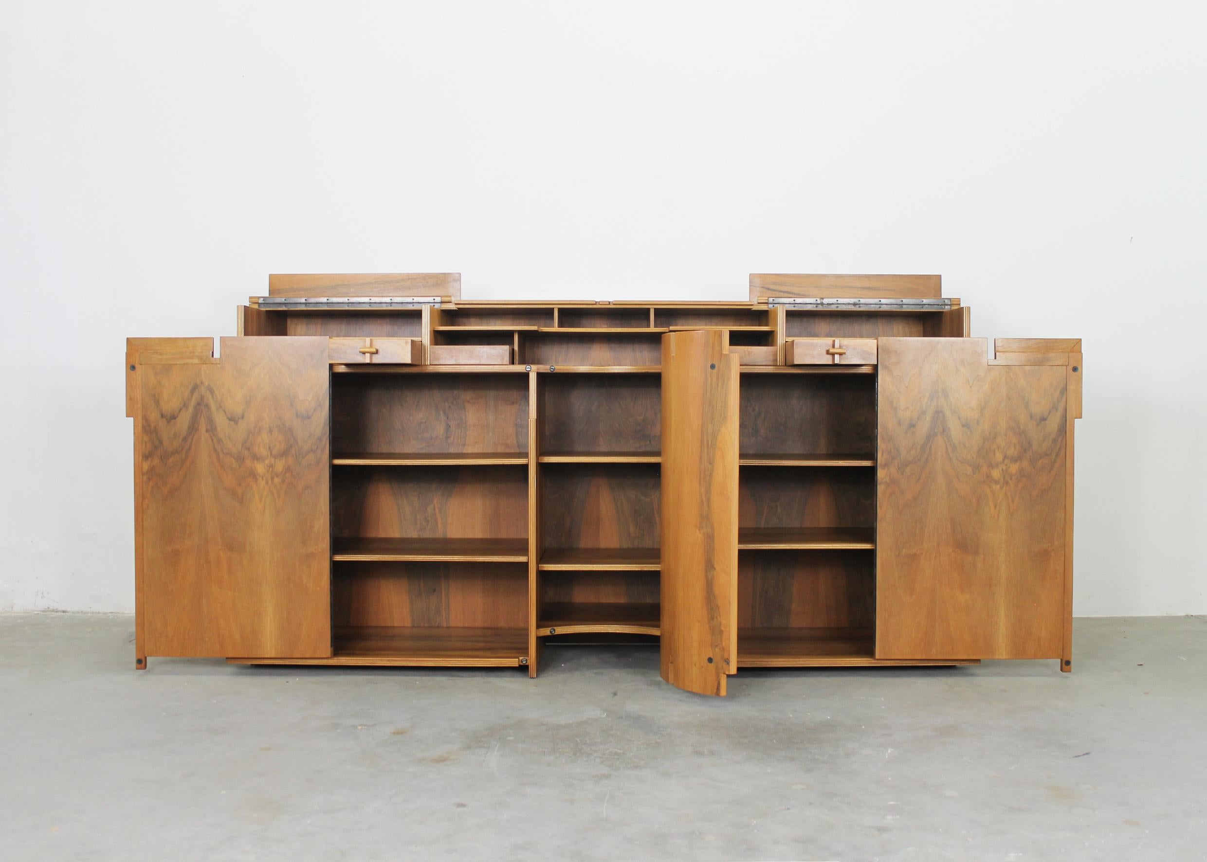 Franco Poli Sideboard from Scaligera Series in Walnut by Bernini 1980s For Sale 2