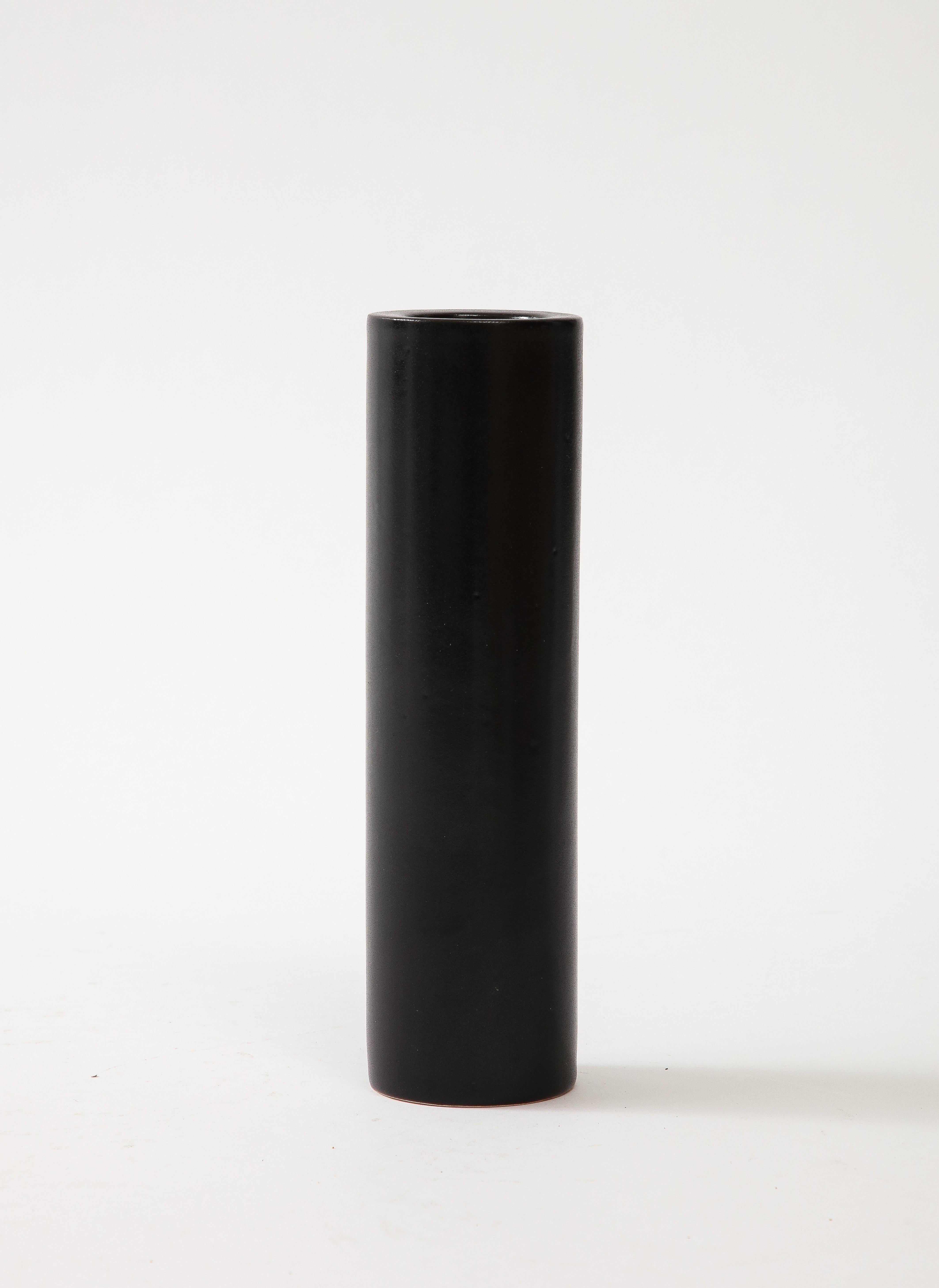Ceramic Franco Pozzi Cylinder Thick Walled Vase, Italy, c. 1970 For Sale