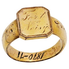 Franco Prussian War Brass Signet Ring with the Inscription 'Fort Noisy'