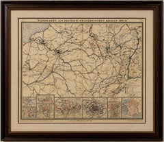 Franco-Prussian War Campaign Map of France and Germany, Original 1871