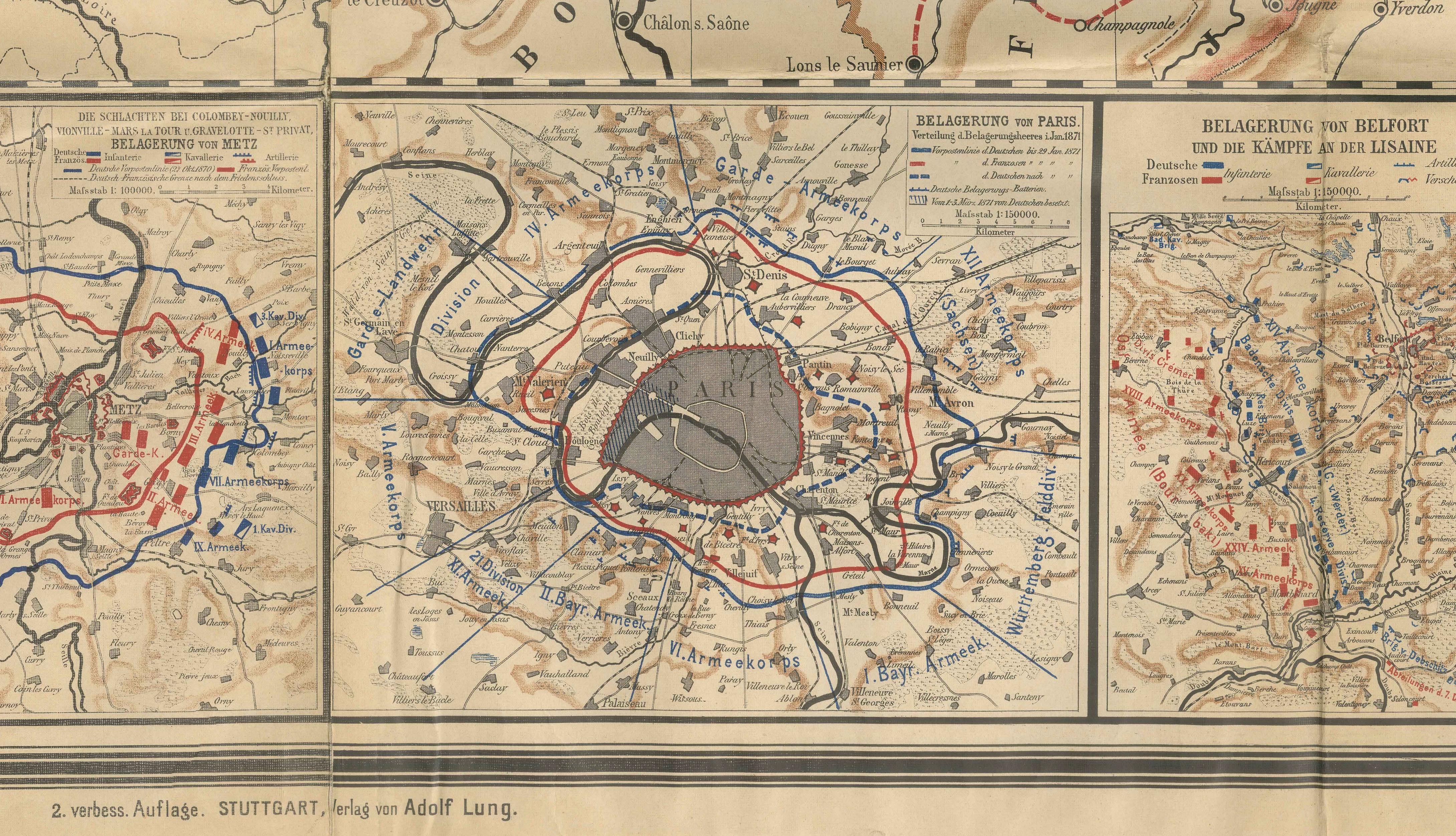 Franco-Prussian War Campaign Map of France and Germany, Original 1871