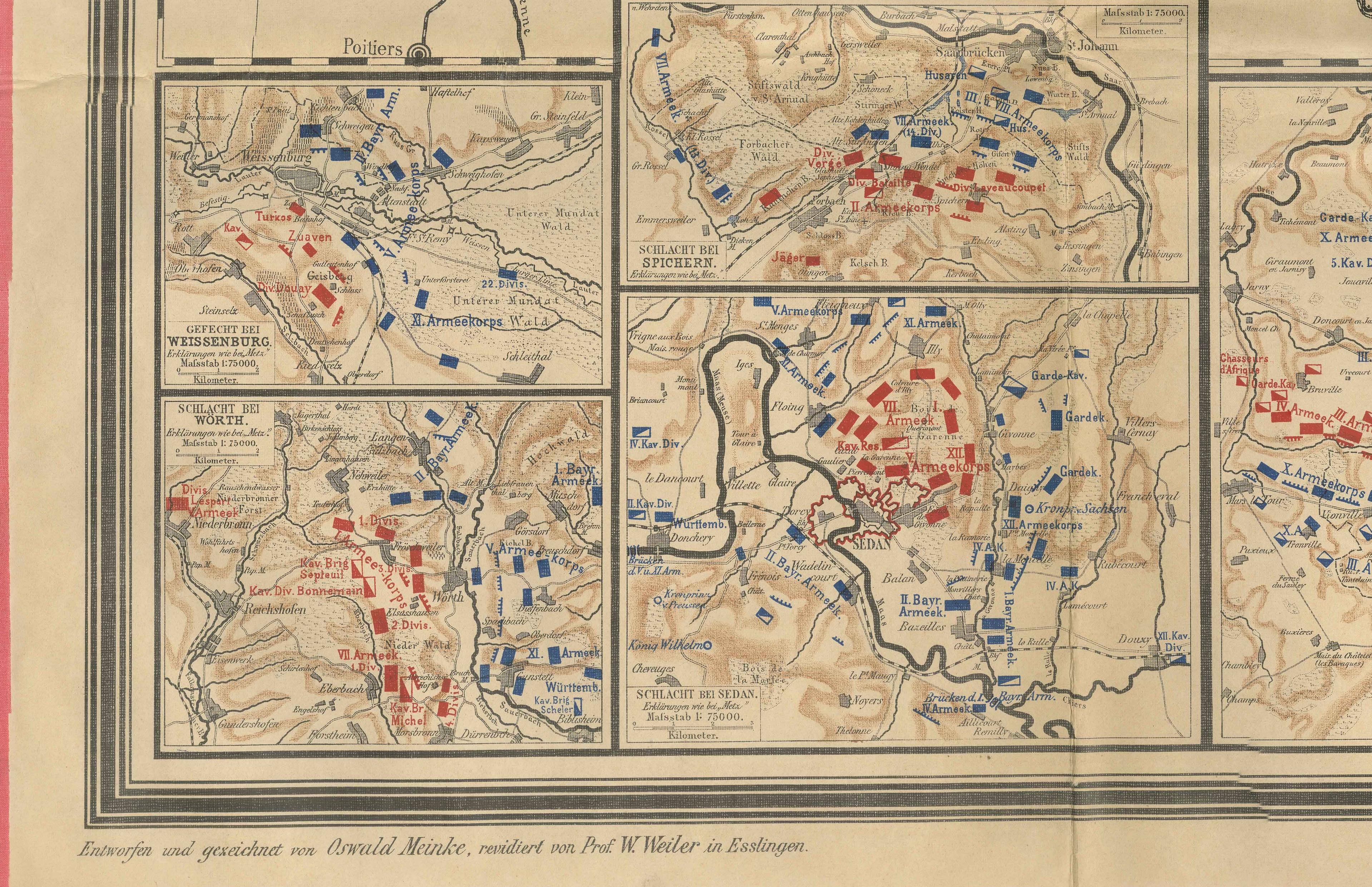 Franco-Prussian War Campaign Map of France and Germany, Original 1871