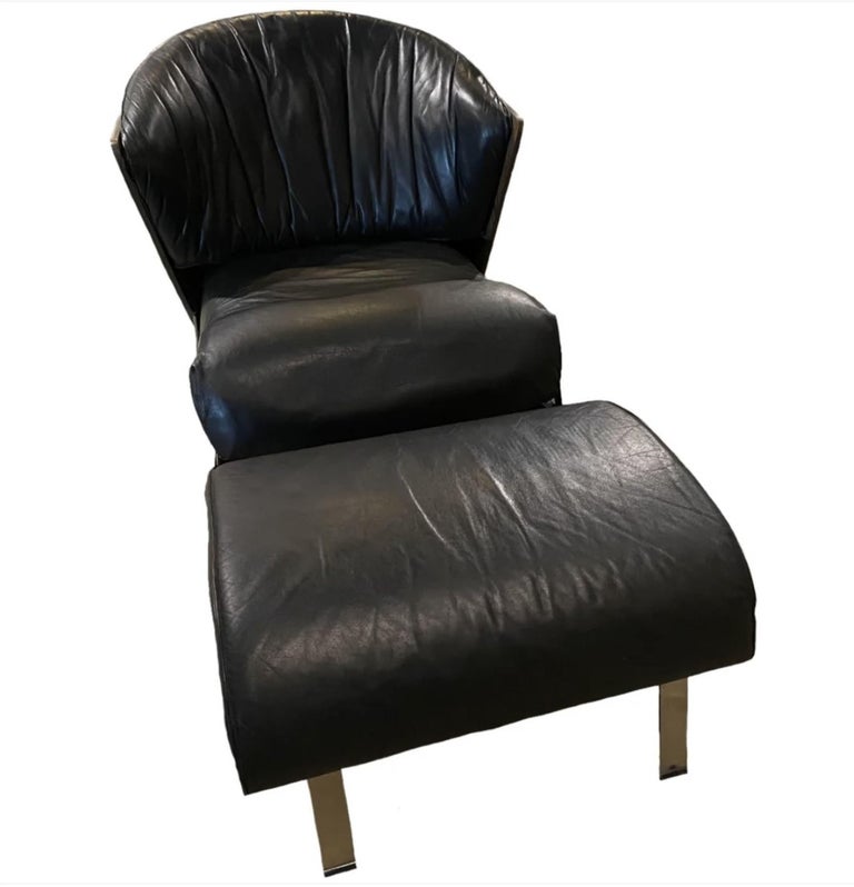 Post-Modern Franco Raggi Chair & Ottoman For Sale