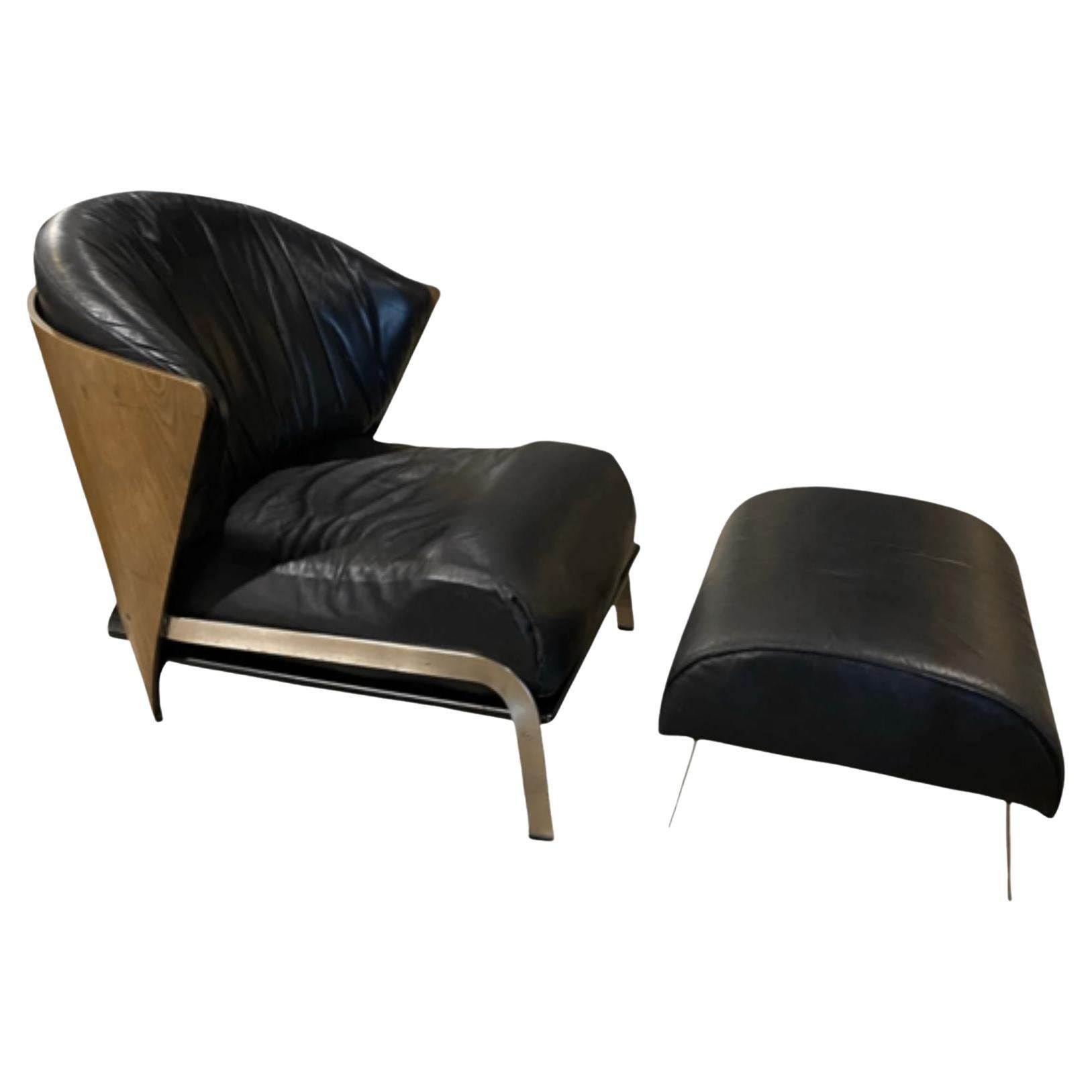 Franco Raggi Chair & Ottoman For Sale
