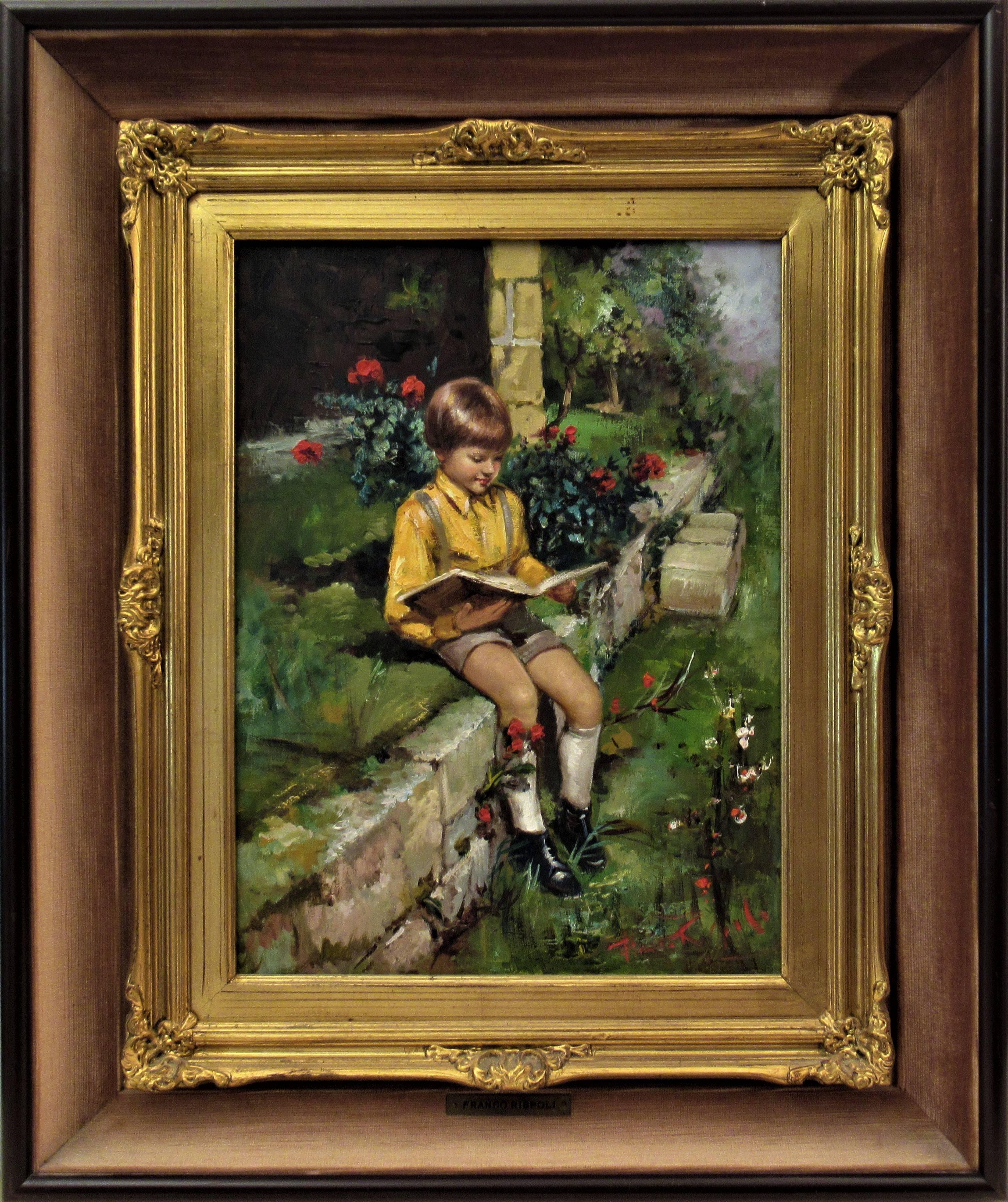 Franco Rispoli Figurative Painting - Boy Reading
