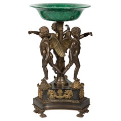 Franco-Russian Malachite & Bronze Winged Putti Centrepiece 19th Century