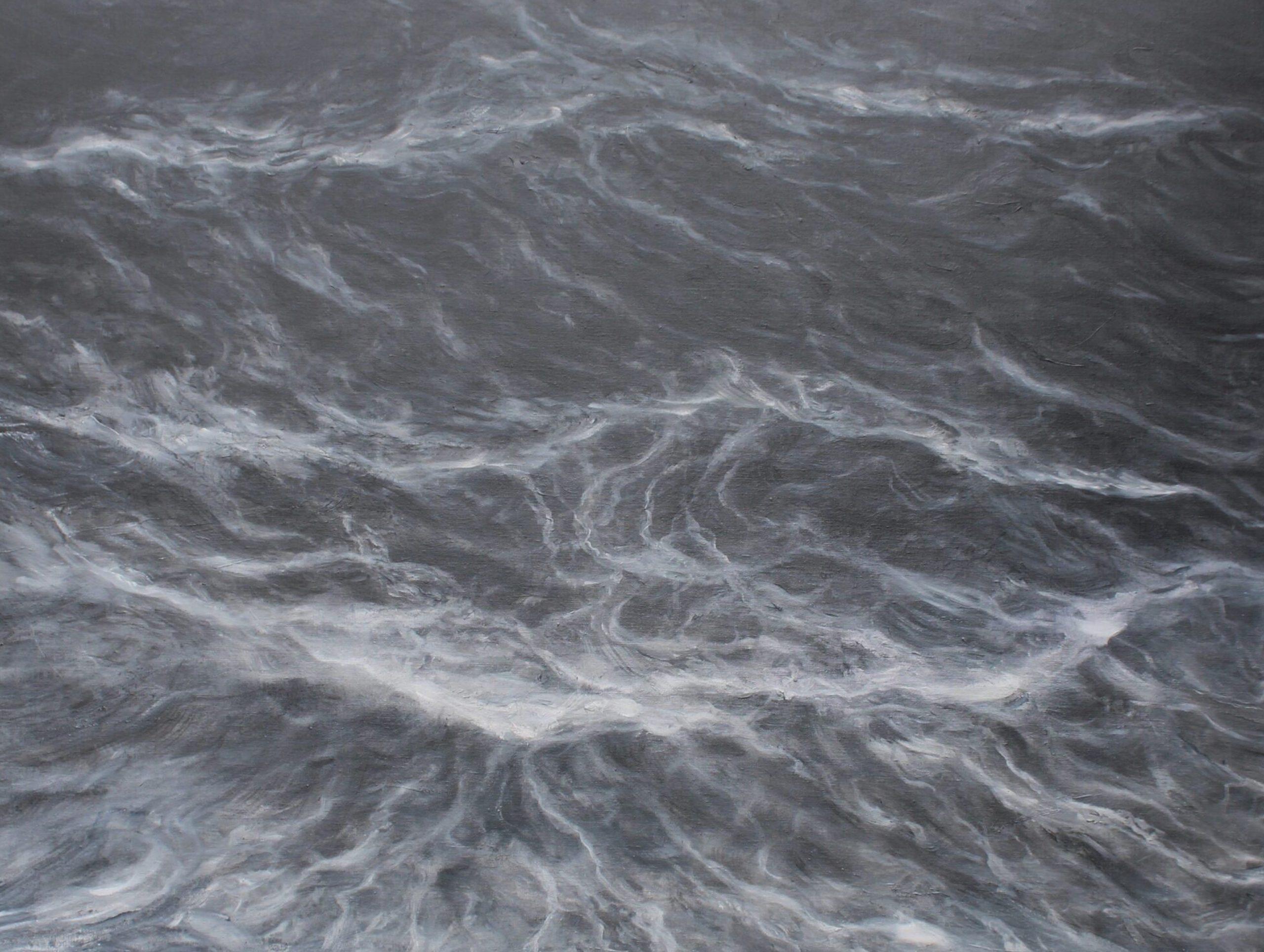 Abstrakter Ozean von Franco Salas Borquez - Schwarz-Weiß-Gemälde, Meereswellen im Angebot 2