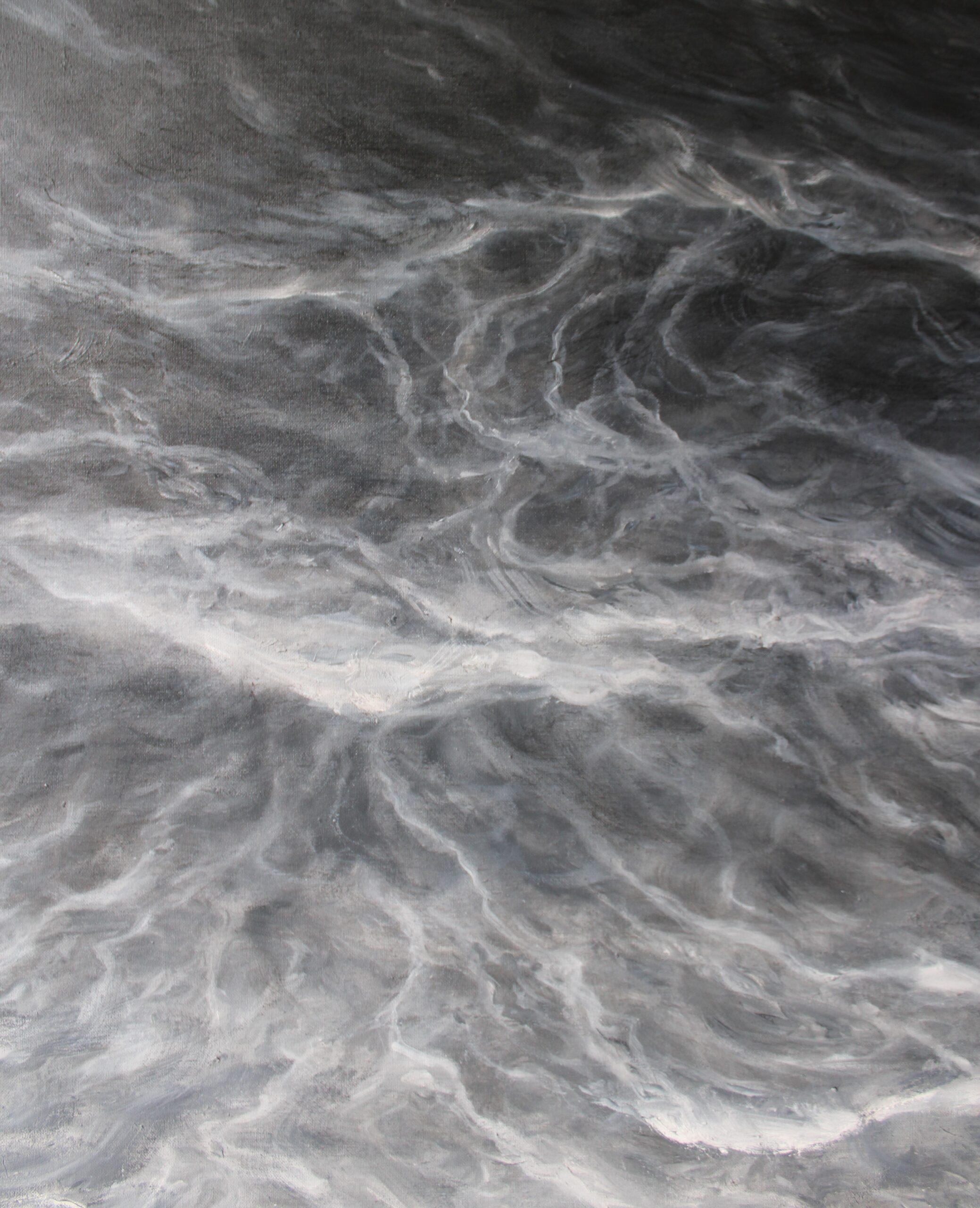 Abstract ocean by Franco Salas Borquez - Black & white painting, ocean waves For Sale 4