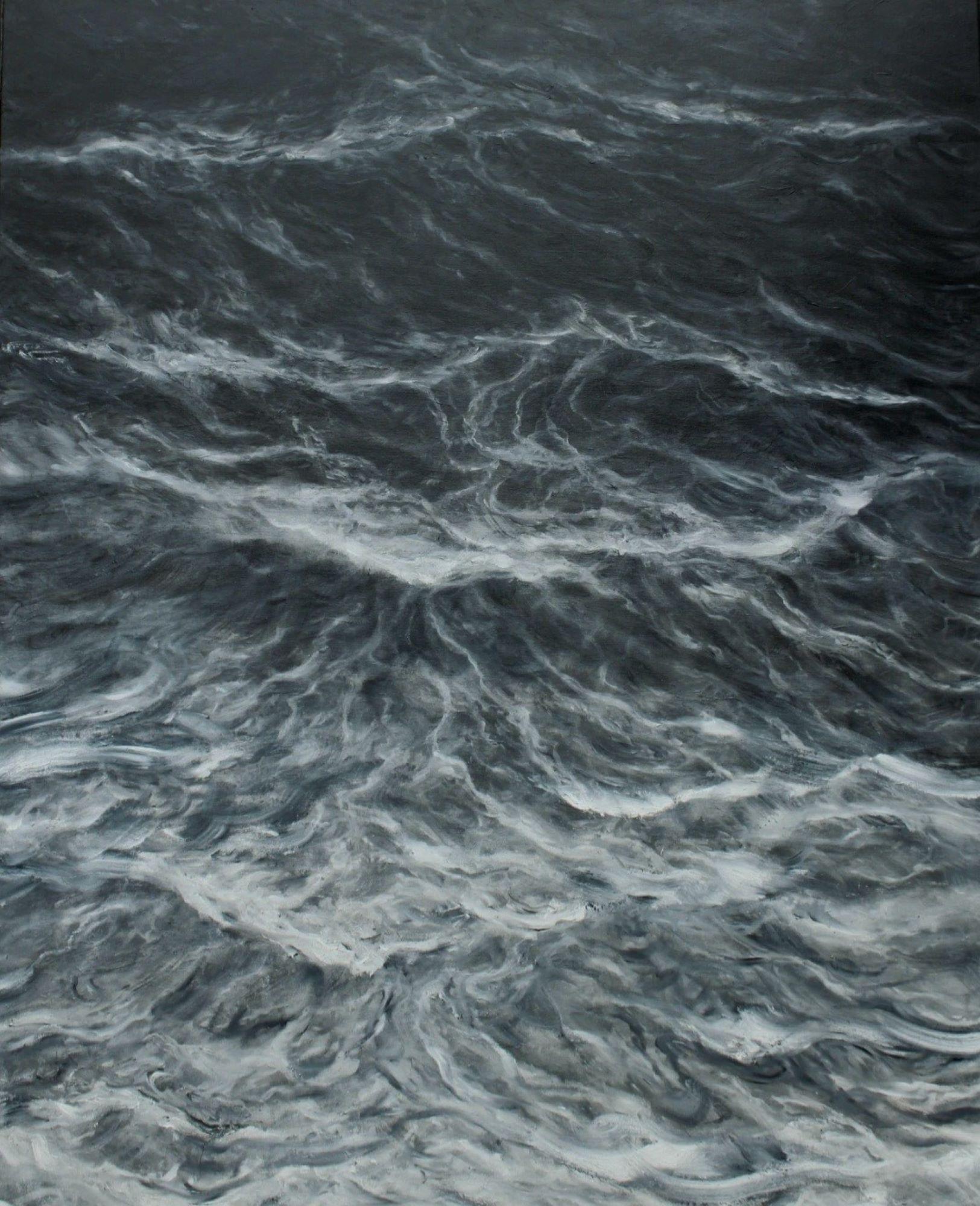 Abstraktes Meer ist ein einzigartiges Gemälde des zeitgenössischen Künstlers Franco Salas Borquez, das in Mischtechnik mit Pigmenten und Kohle auf Leinwand gemalt wurde. Die Abmessungen betragen 160 × 130 cm (63 × 51.2 in). 
Das Kunstwerk ist