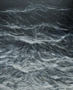Abstract ocean by Franco Salas Borquez - Black & white painting, ocean waves