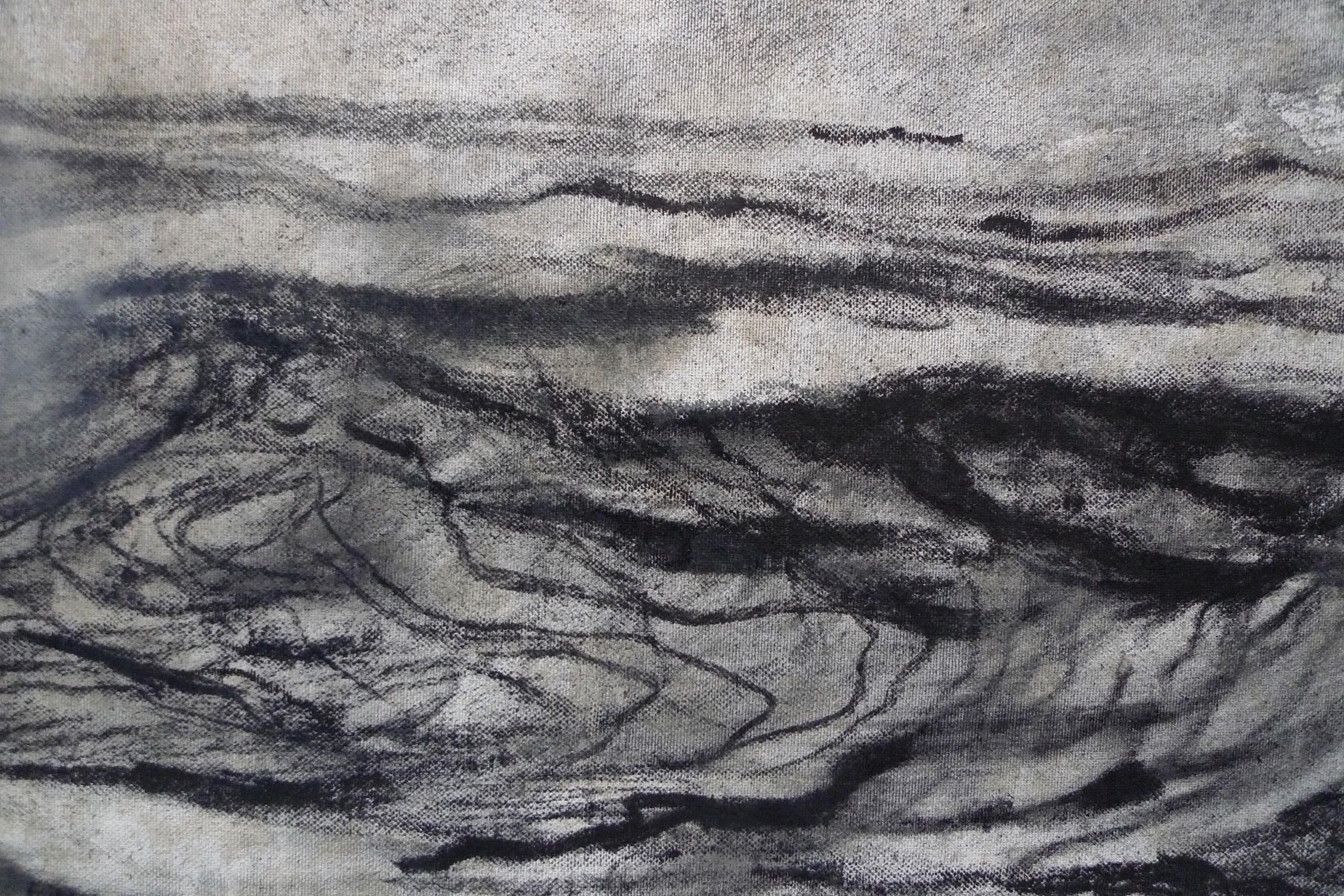 Alma by Franco Salas Borquez - Black & white painting, ocean waves, seascape For Sale 2