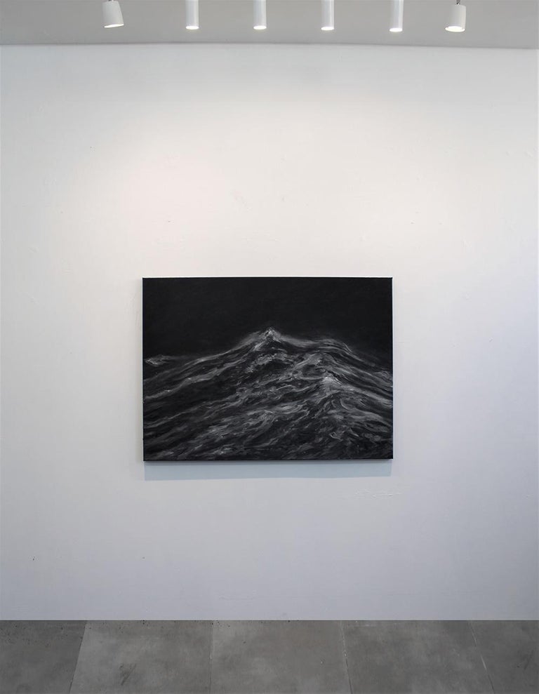 Ardour by F. S. Borquez - Contemporary Oil Painting, Seascape, Ocean waves - Black Figurative Painting by Franco Salas Borquez