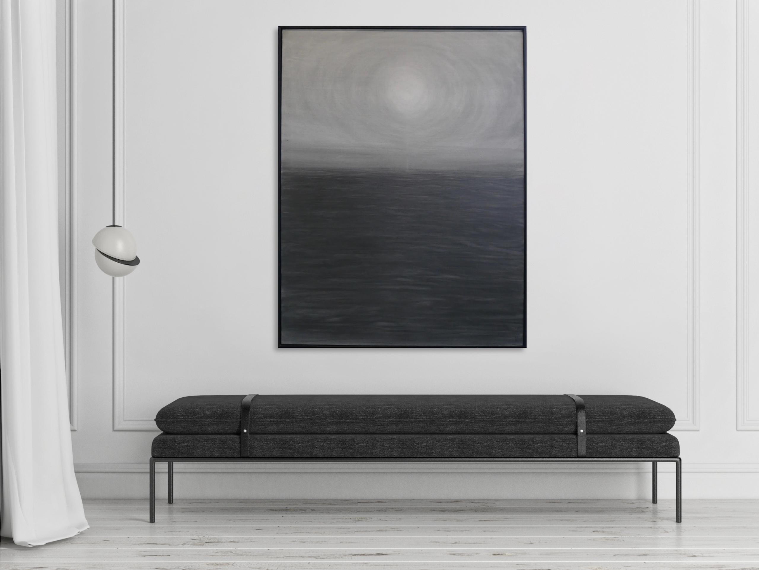Astre par Franco Salas Borquez - Peinture contemporaine de paysage marin, vagues, tons sombres en vente 3