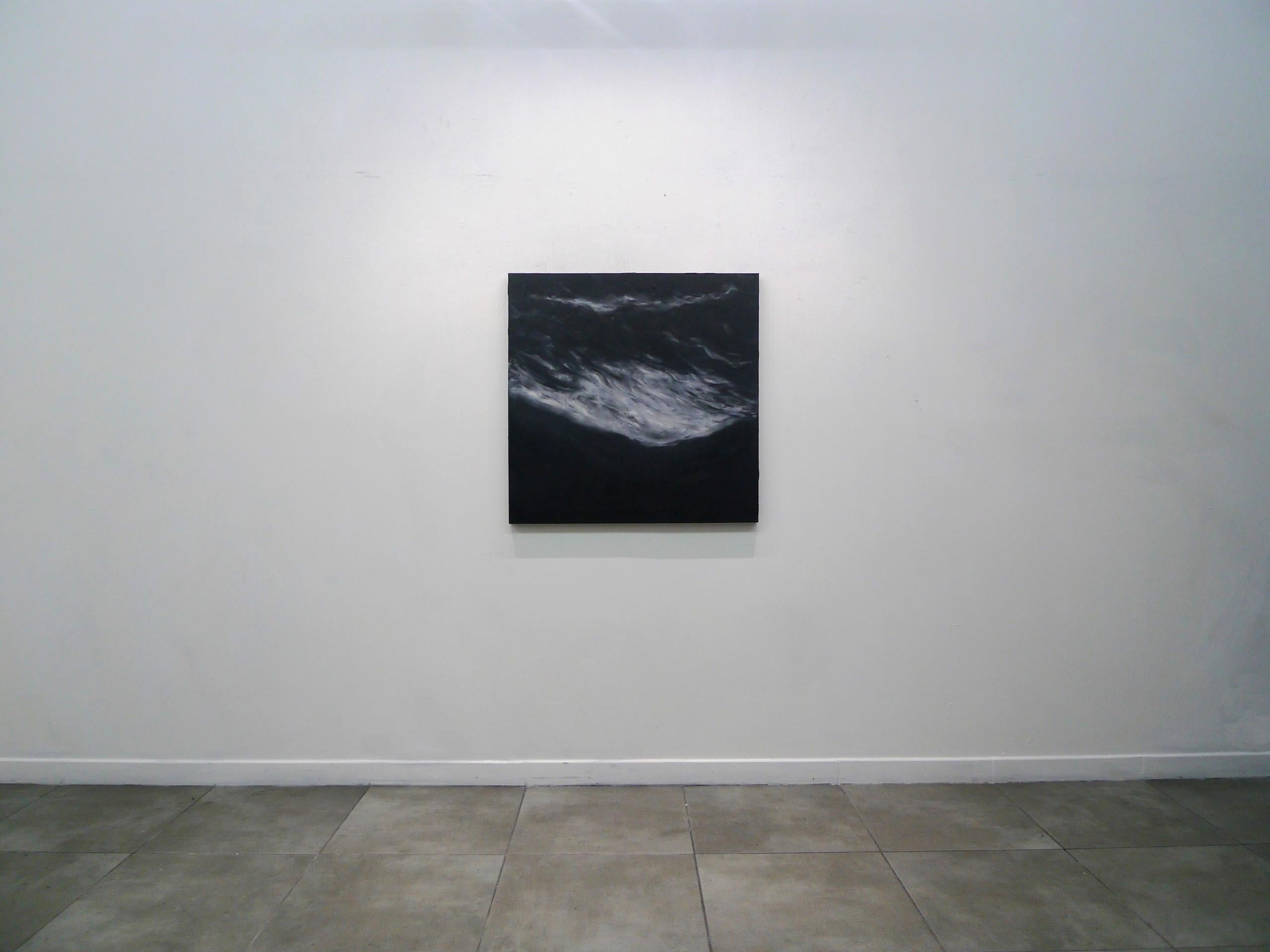 Naissance par Franco Salas Borquez - Peinture à l'huile contemporaine, paysage marin, vague, sombre en vente 4