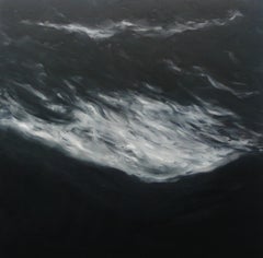 Naissance par Franco Salas Borquez - Peinture à l'huile contemporaine, paysage marin, vague, sombre