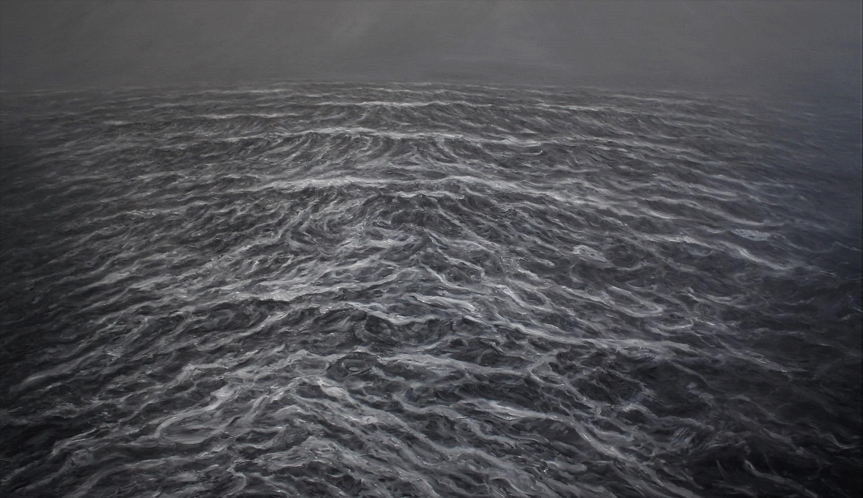 Franco Salas Borquez Landscape Painting - Black Sea by F. S. Borquez - Contemporary Oil Painting, Seascape, Ocean waves