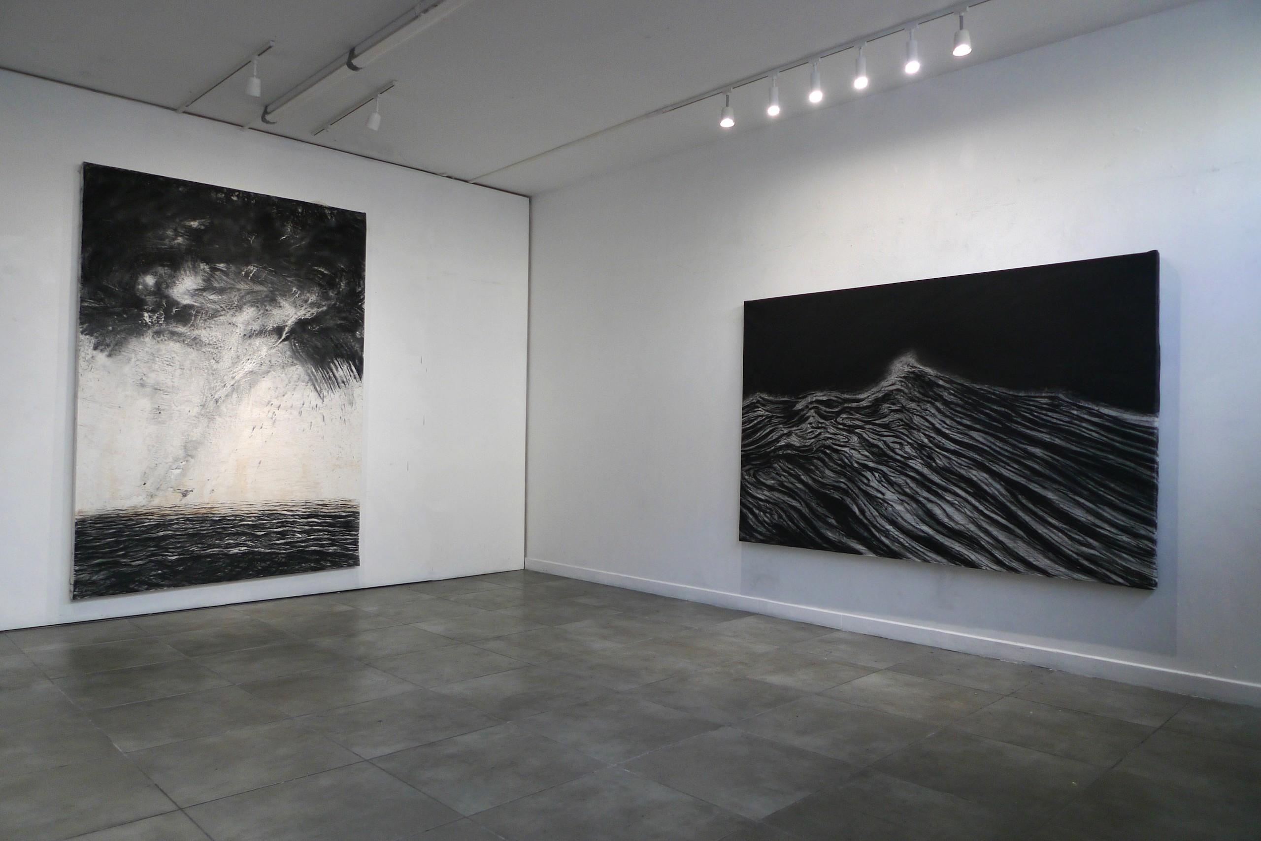 Zyklon von Franco Salas Borquez - Schwarz-Weiß-Malerei, Meereswellen, Meereslandschaft im Angebot 2