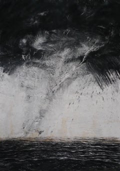 Cyclone by Franco Salas Borquez - Black & white painting, ocean waves, seascape