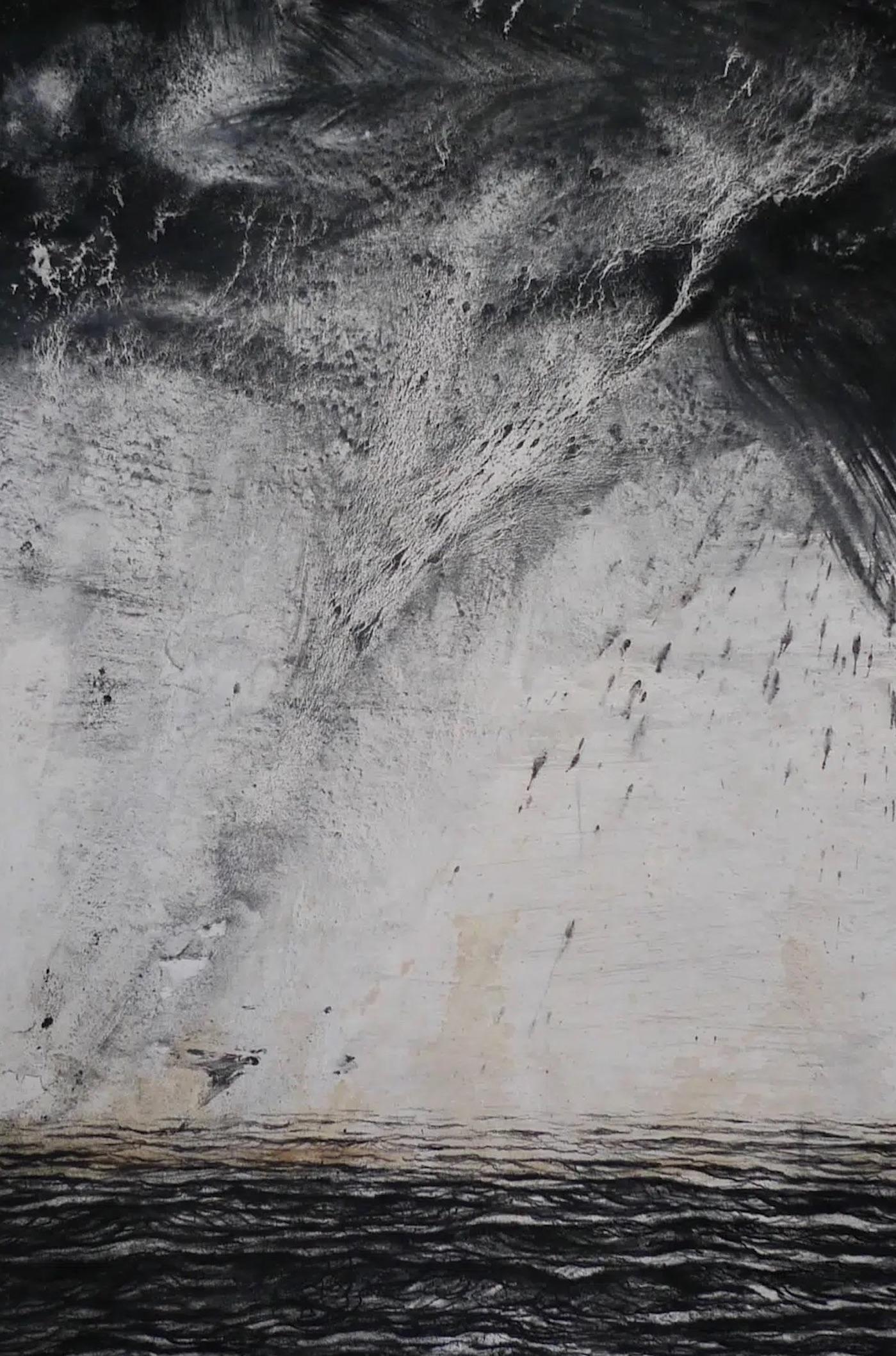 Zyklon von Franco Salas Borquez - Schwarz-Weiß-Malerei, Meereswellen, Meereslandschaft im Angebot 6