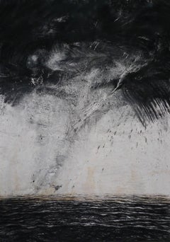 Cyclone par Franco Salas Borquez - Peinture en noir et blanc, vagues de l'océan, paysage marin