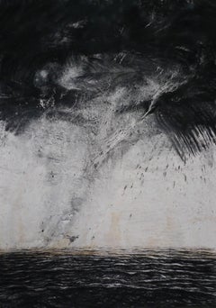 Cyclone by Franco Salas Borquez - Pintura en blanco y negro, olas del mar, paisaje marino