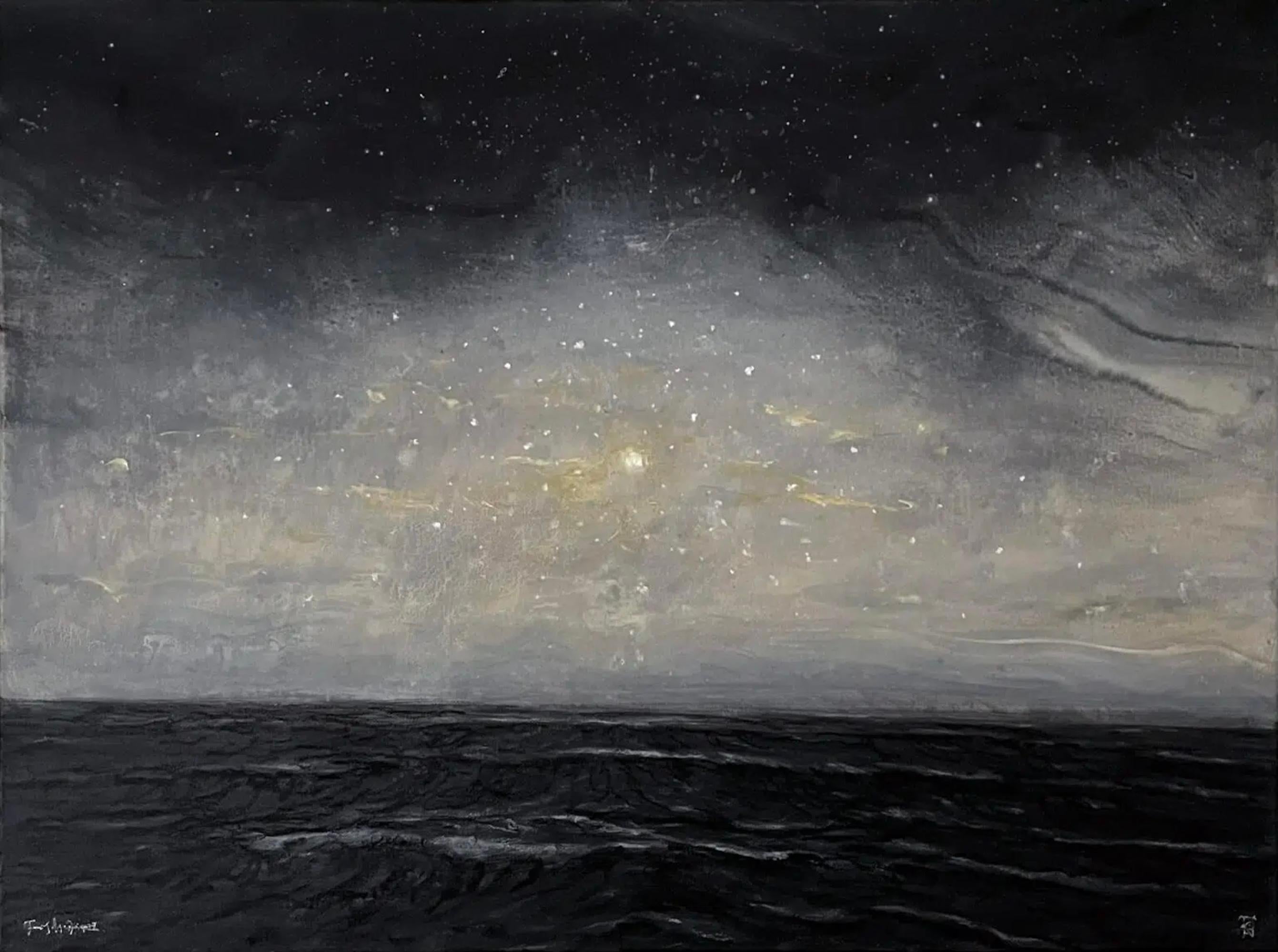 Dawn and dusk II by Franco Salas Borquez - Contemporary painting, ocean, waves