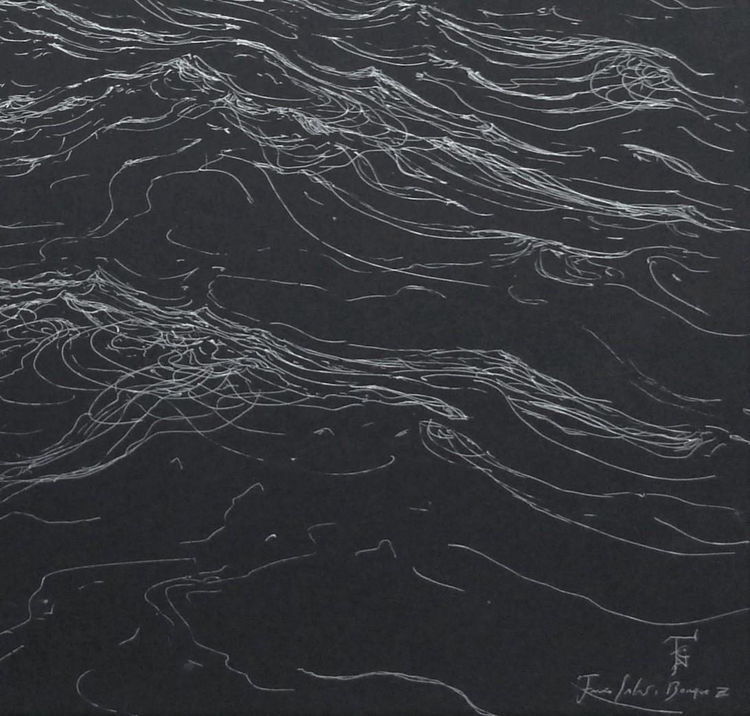 Exterme currents von Franco Salas Borquez - Meereslandschaft, Ozean, Wellen, schwarz im Angebot 1