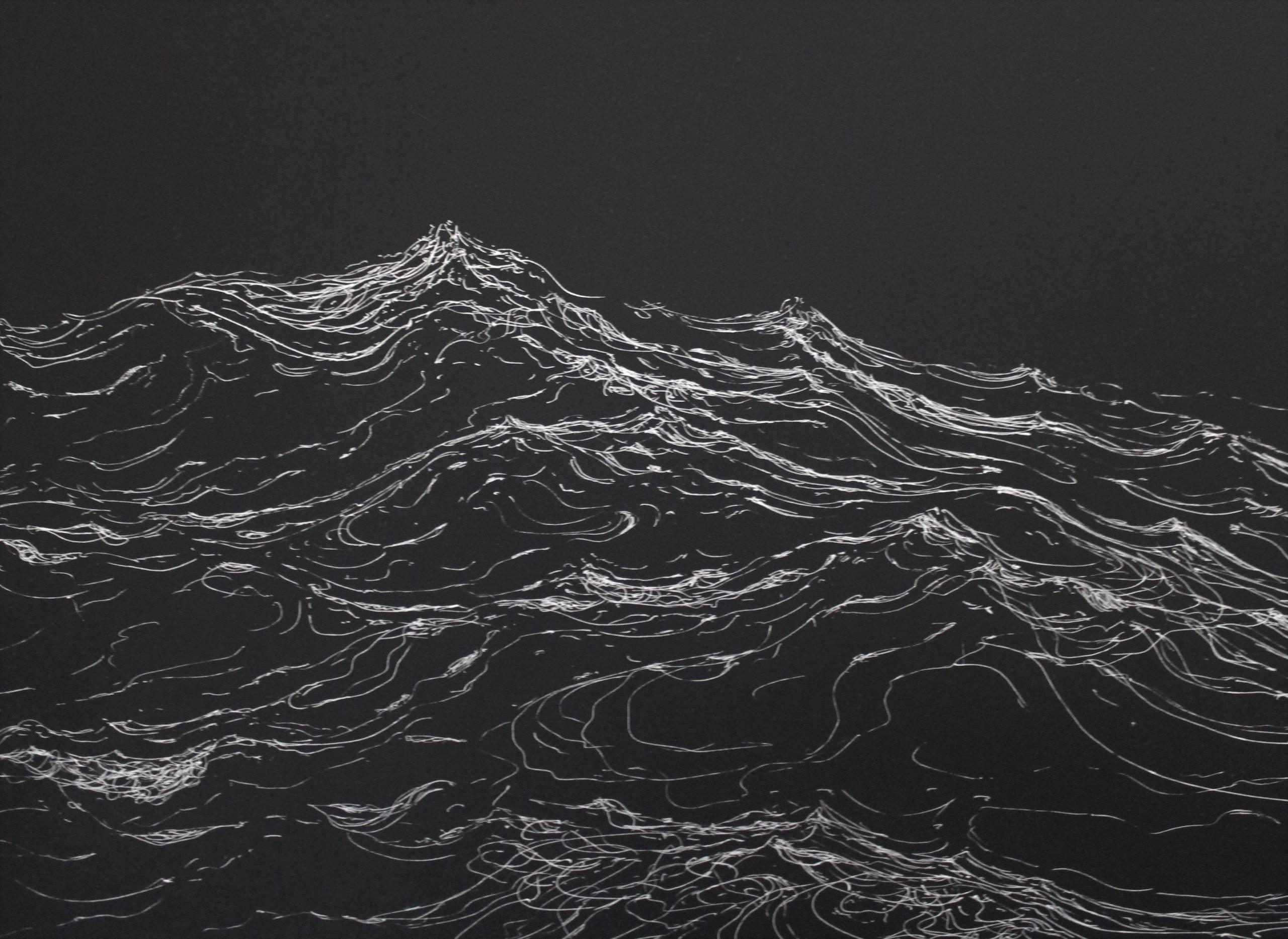 Exterme currents by Franco Salas Borquez - Seascape, ocean, waves, black For Sale 2