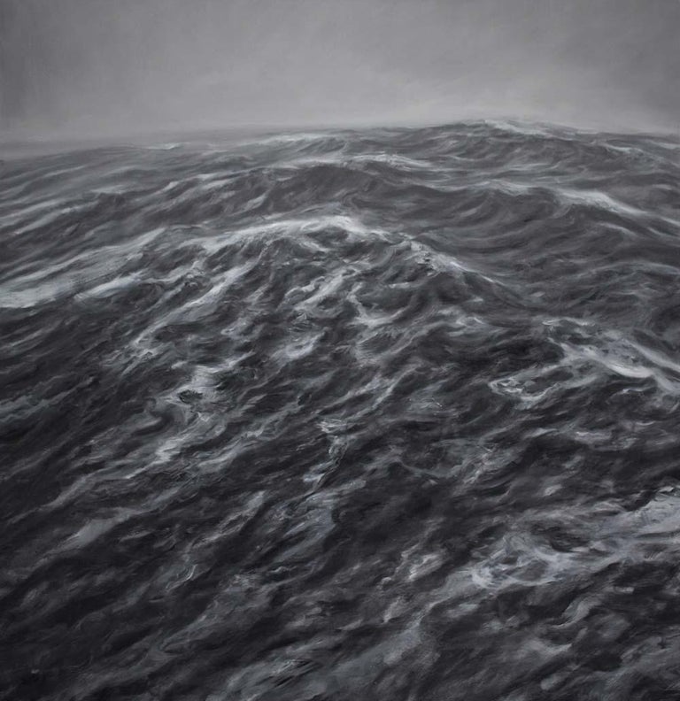 Franco Salas Borquez Figurative Painting - Genesis by F. S. Borquez - Contemporary Oil Painting, Seascape, Ocean waves