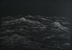 In the middle of the night by F. S. Borquez - Work on paper, ocean waves