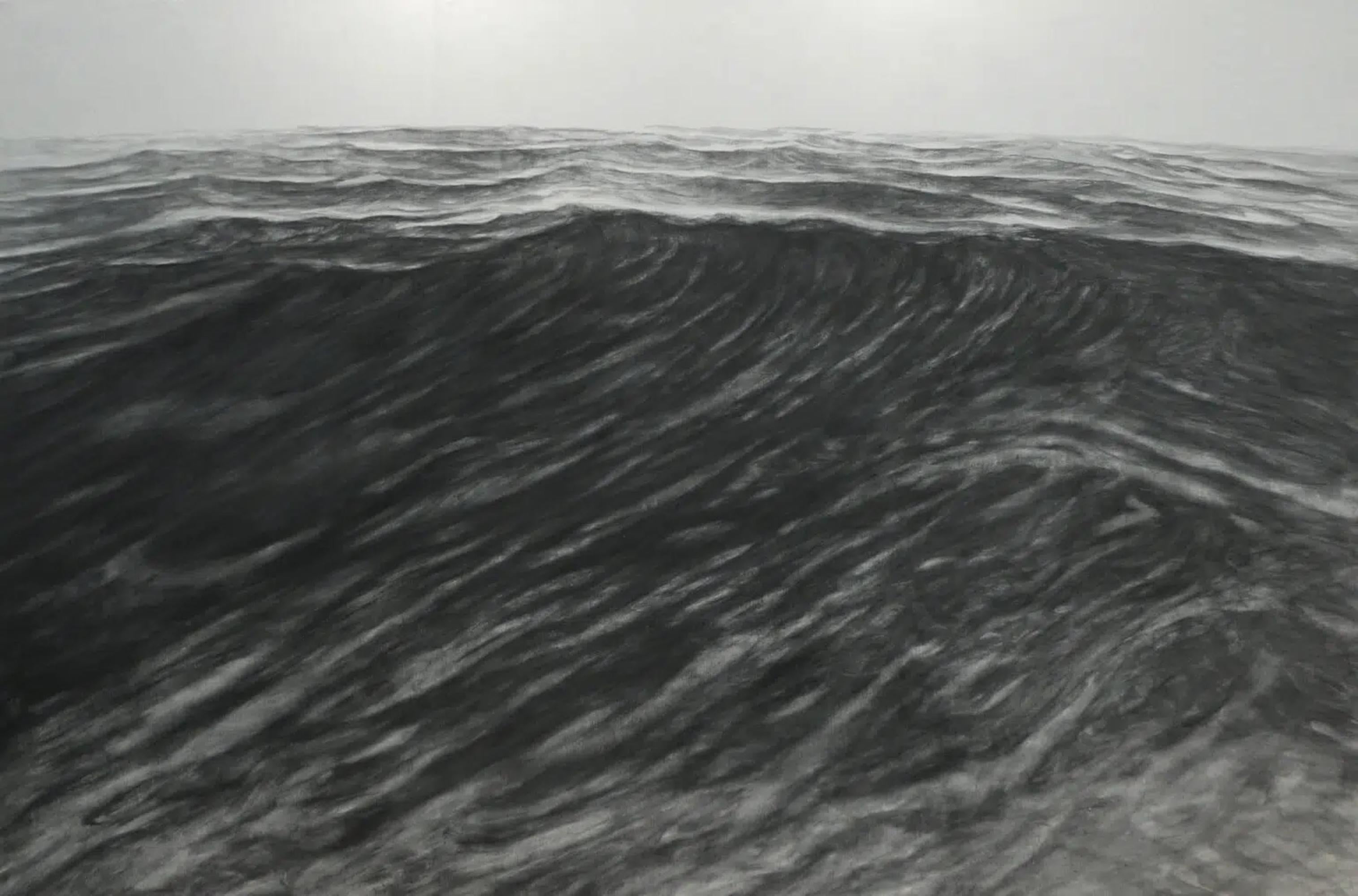 Oceano by Franco Salas Borquez - Large scale painting, ocean waves, sea, grey