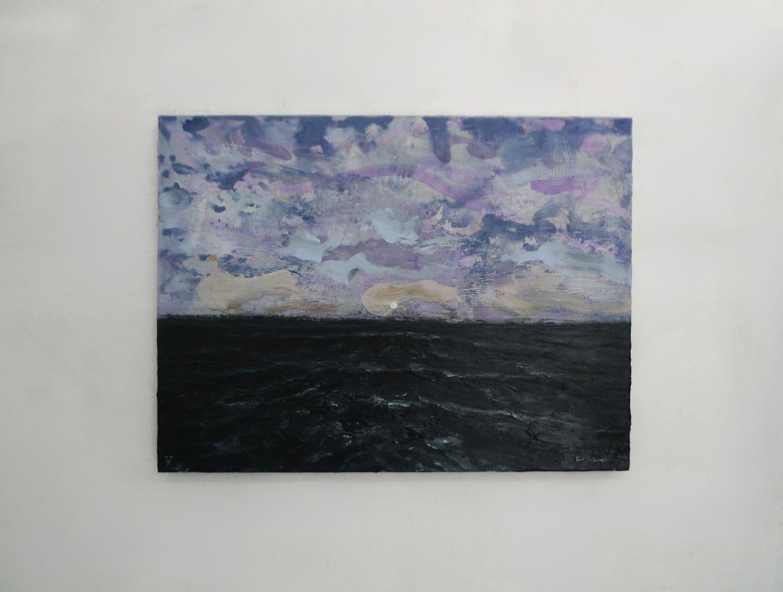 Renaissance von Franco Salas Borquez - Meereslandschaft, Ozean, Wellen, Acryl, Pastell im Angebot 1