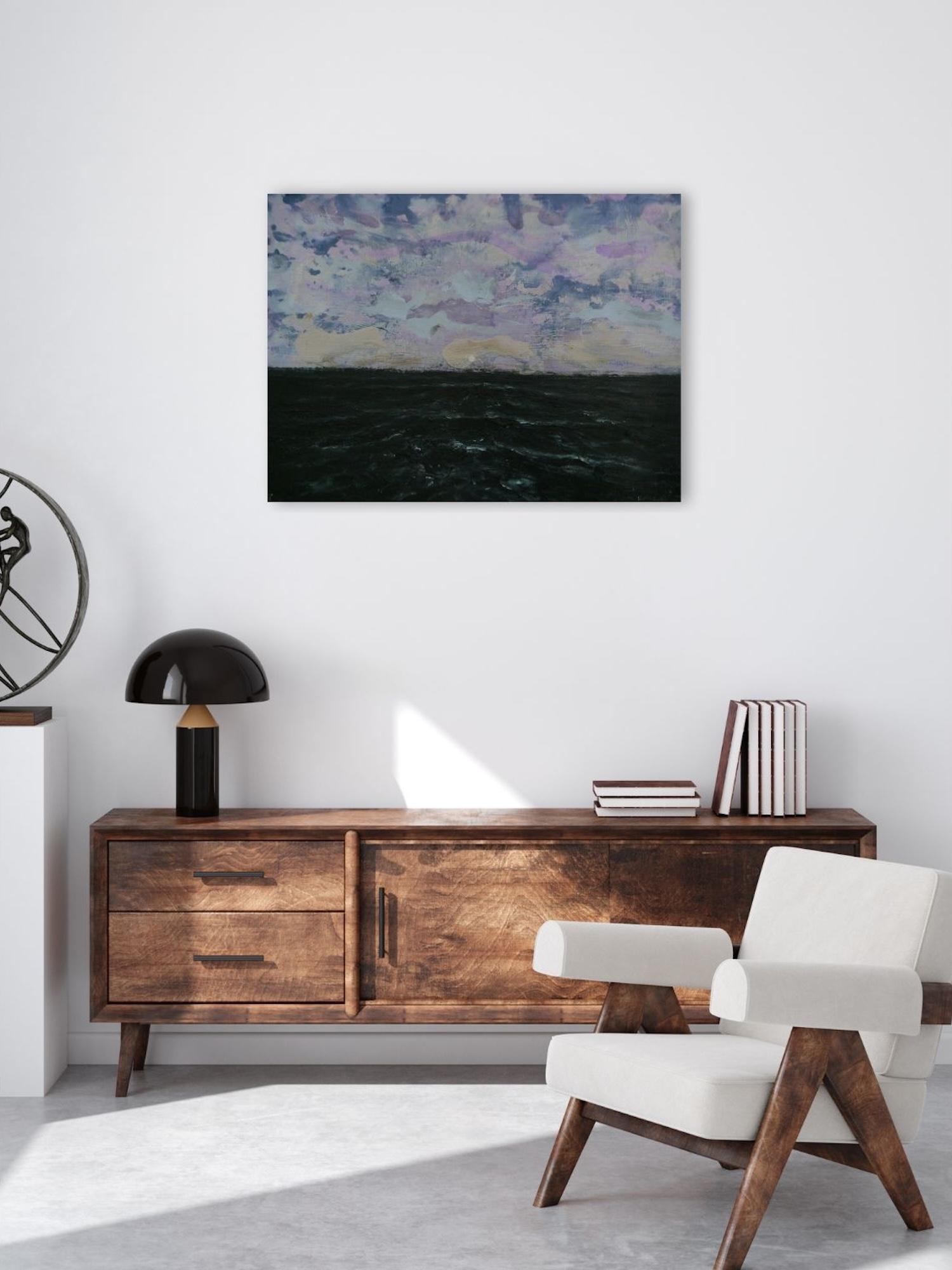 Renaissance von Franco Salas Borquez - Meereslandschaft, Ozean, Wellen, Acryl, Pastell im Angebot 2