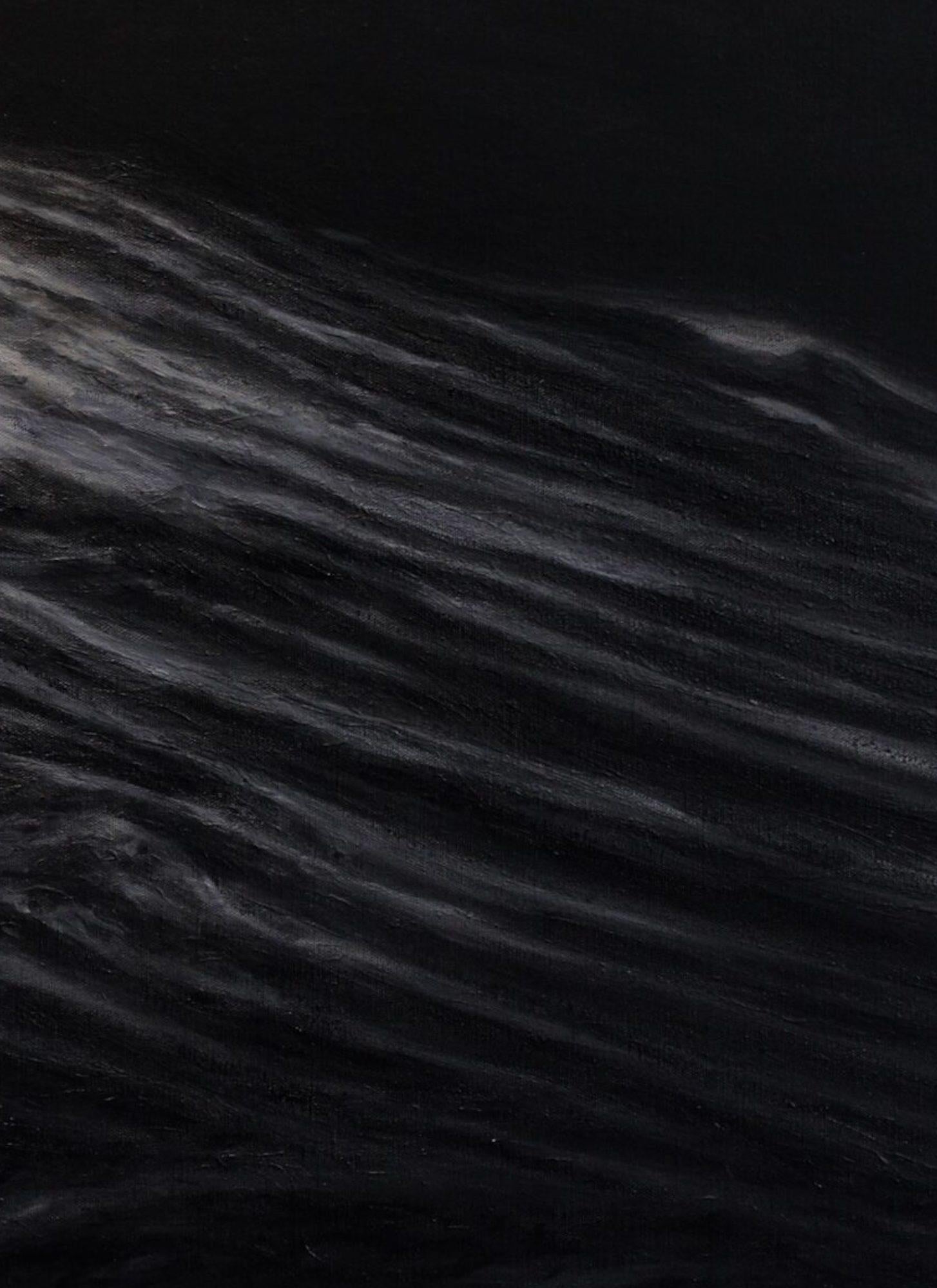 Requiem by Franco Salas Borquez - Black & white painting, ocean waves, seascape For Sale 2