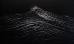 Requiem by Franco Salas Borquez - Black & white painting, ocean waves, seascape