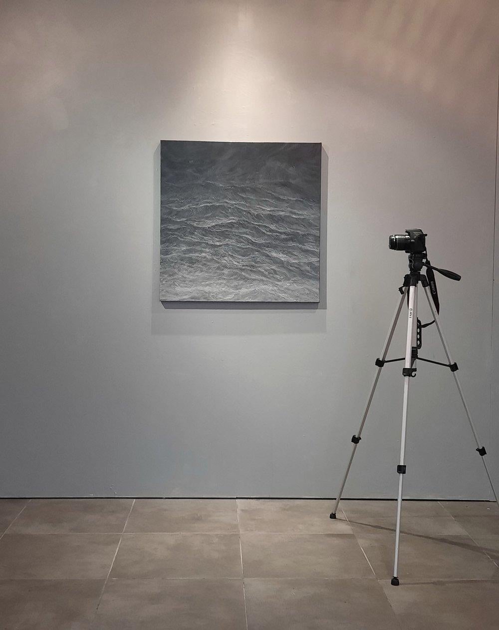 Sequence by F. S. Borquez - Contemporary Oil Painting, Seascape, Ocean waves - Gray Landscape Painting by Franco Salas Borquez