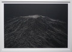 La Gran Ola de Franco Salas Borquez - Paisaje marino, océano, olas, negro, tinta, oscuro