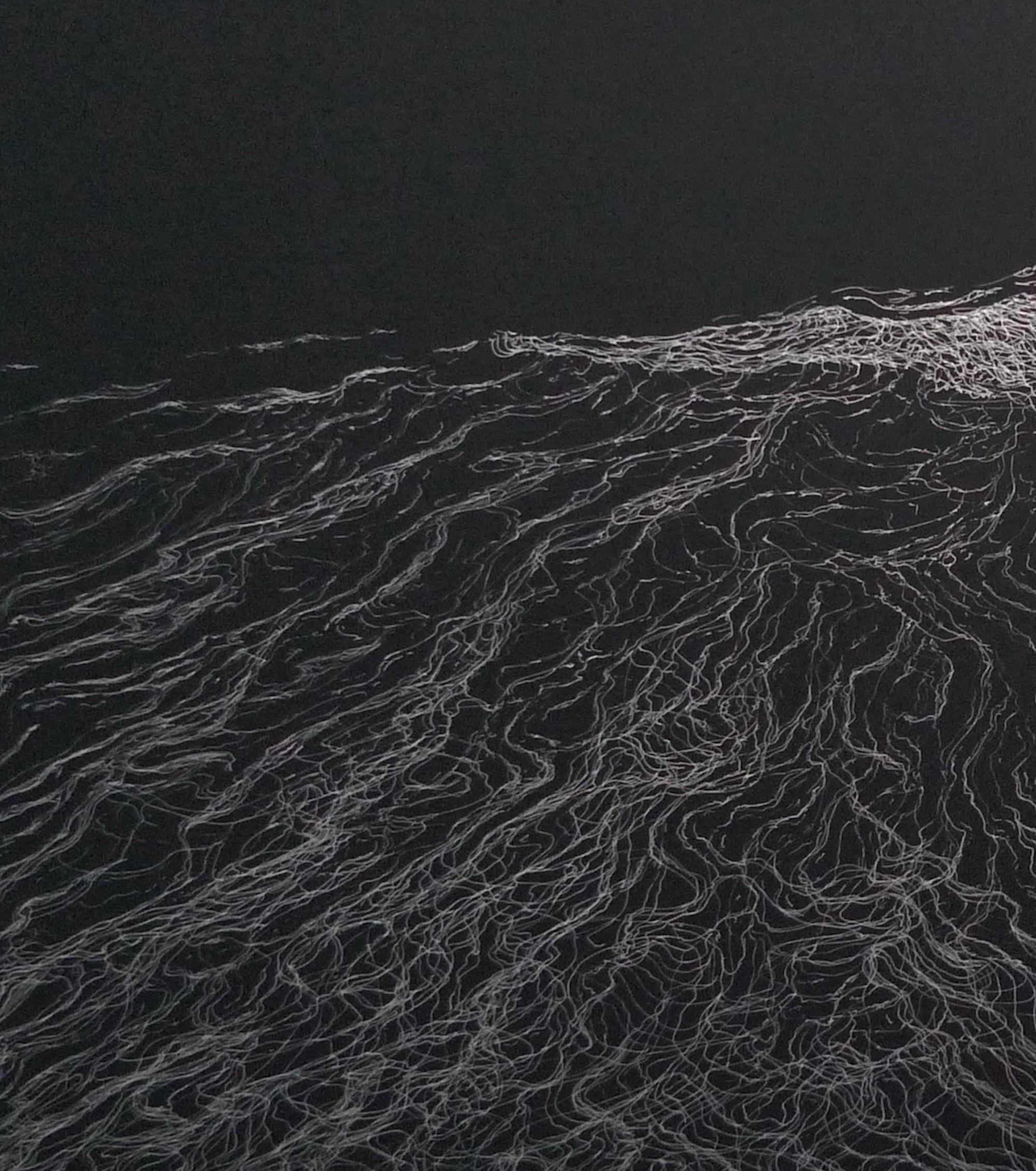 The Big Wave by Franco Salas Borquez - Seascape, ocean, waves, black, ink, dark in vendita 3