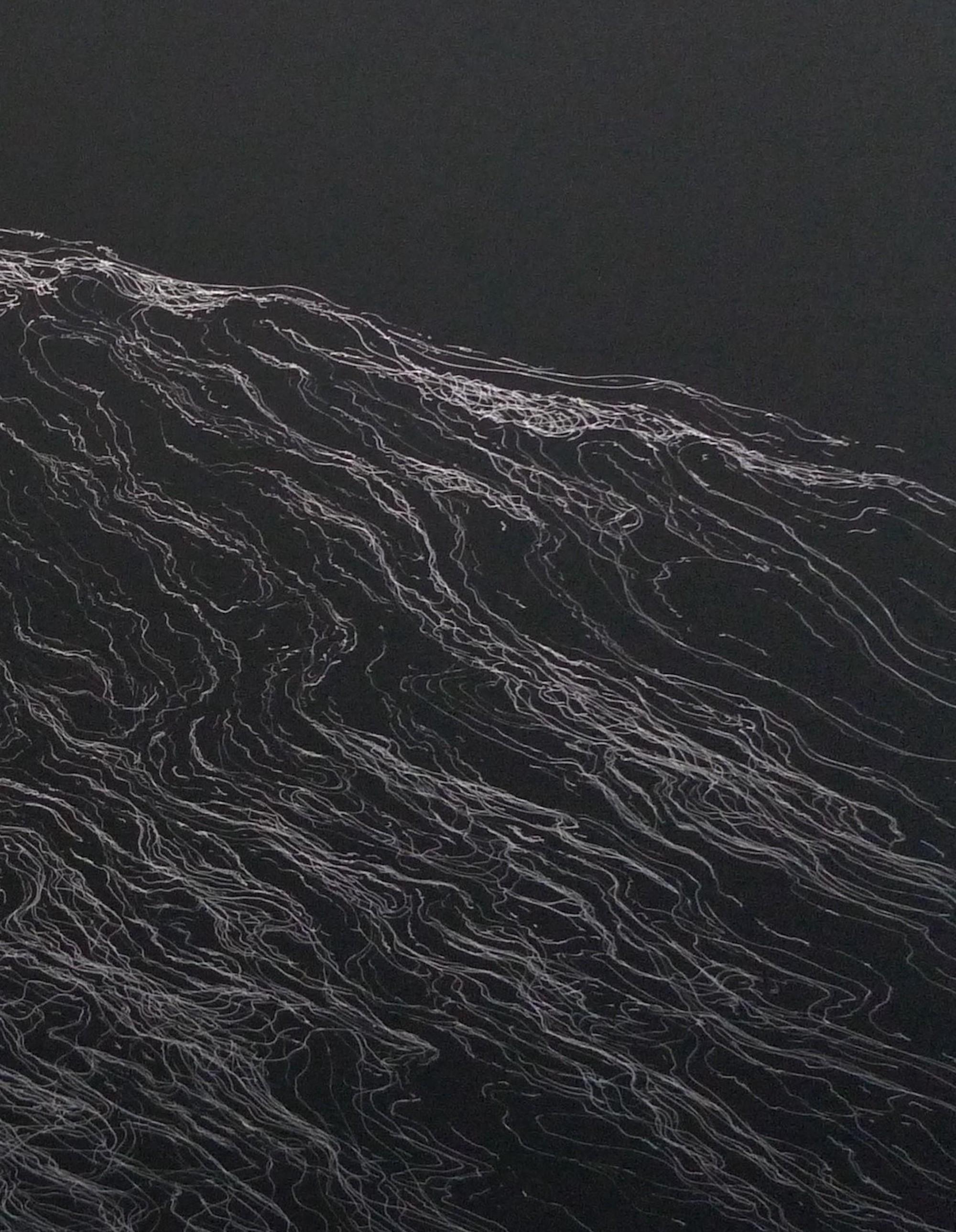 La Gran Ola de Franco Salas Borquez - Paisaje marino, océano, olas, negro, tinta, oscuro en venta 4