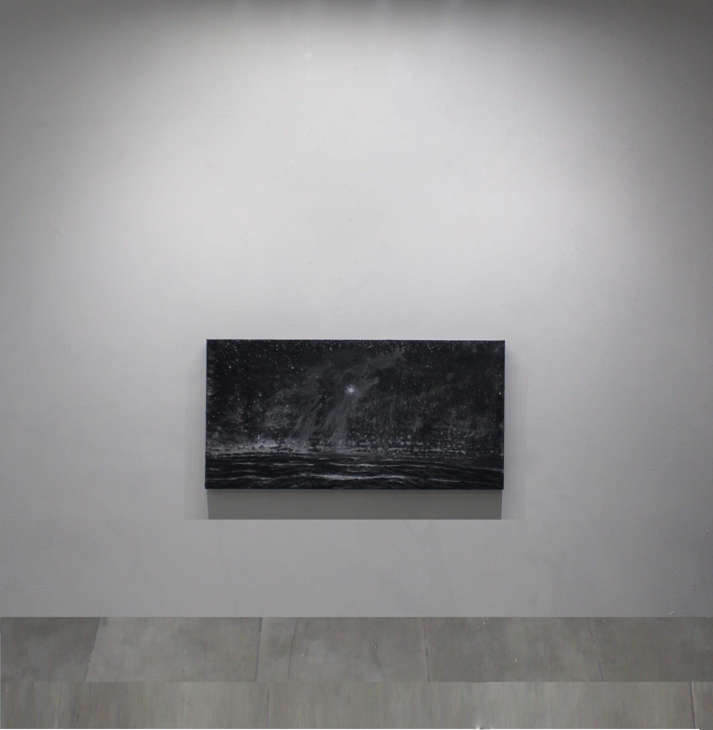 The deluge by Franco Salas Borquez - Black & white painting, ocean waves, sea For Sale 2