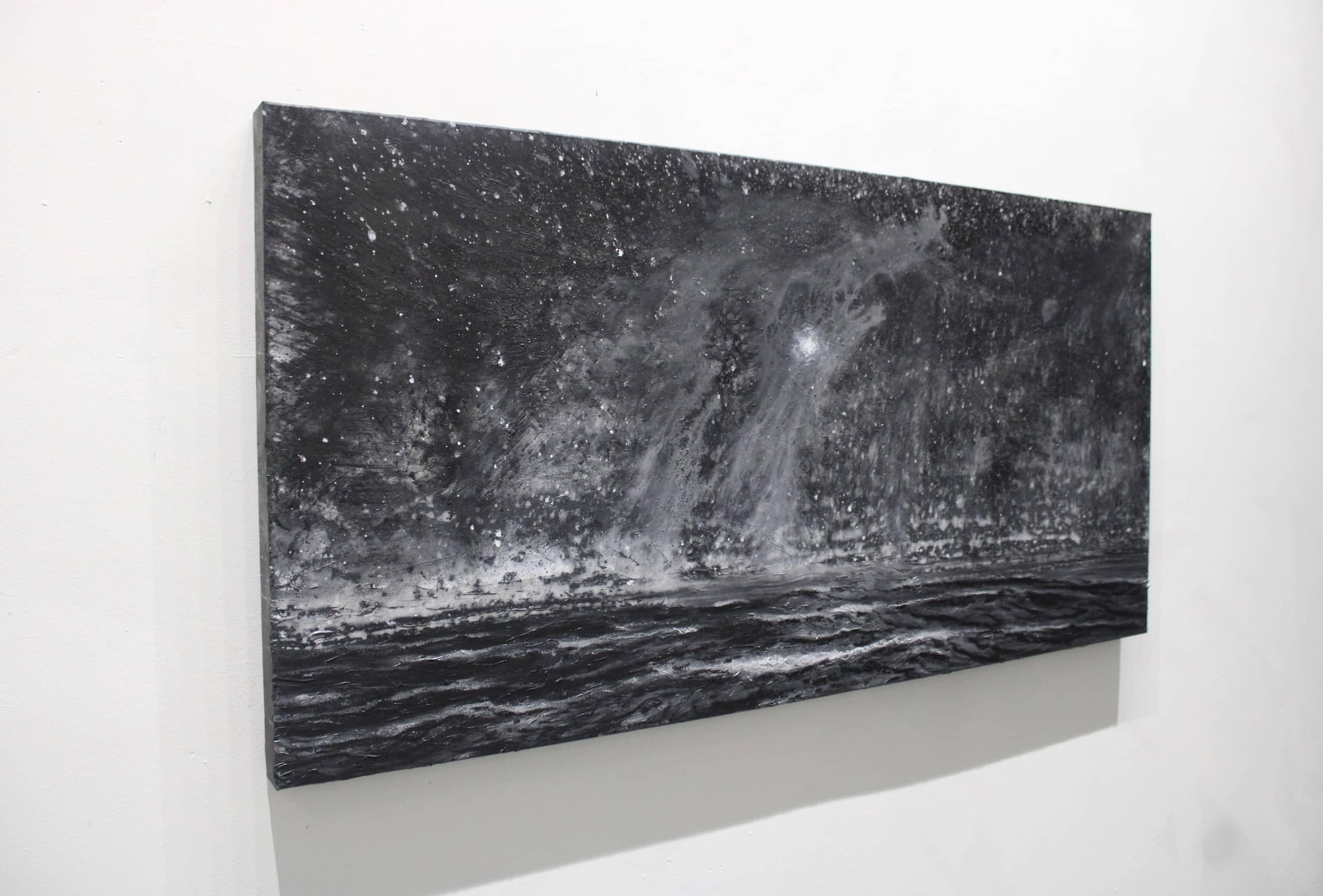 The deluge by Franco Salas Borquez - Black & white painting, ocean waves, sea For Sale 4