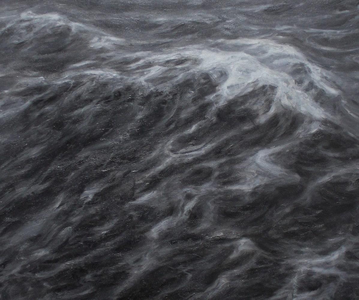 The Duel von Franco Salas Borquez - Zeitgenössisches Ölgemälde, Meereslandschaft, Wellen 8